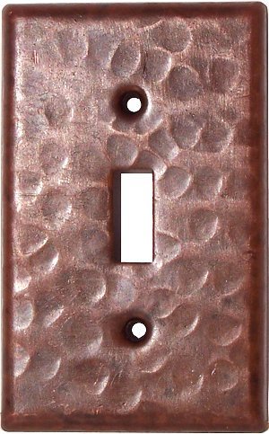 Hammered Copper Single Toggle Switch Plate Cover - Vintage Style Electrical Outlet Cover for Home Decor, Living Room, Bedroom, Office (1-Gang, Standard Size)