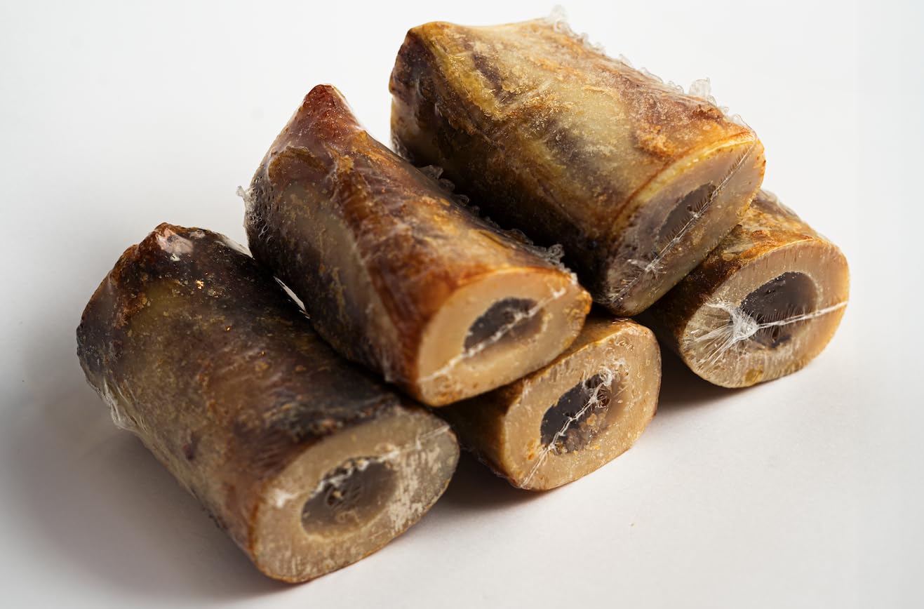 Premium Natural Beef Marrow Bones for Dogs - 3-4 Inch (6 Count) | Healthy, Digestible Dog Treats | Long-Lasting Chew Bones for Dental Health | Perfect for Training Rewards & Anxiety Relief