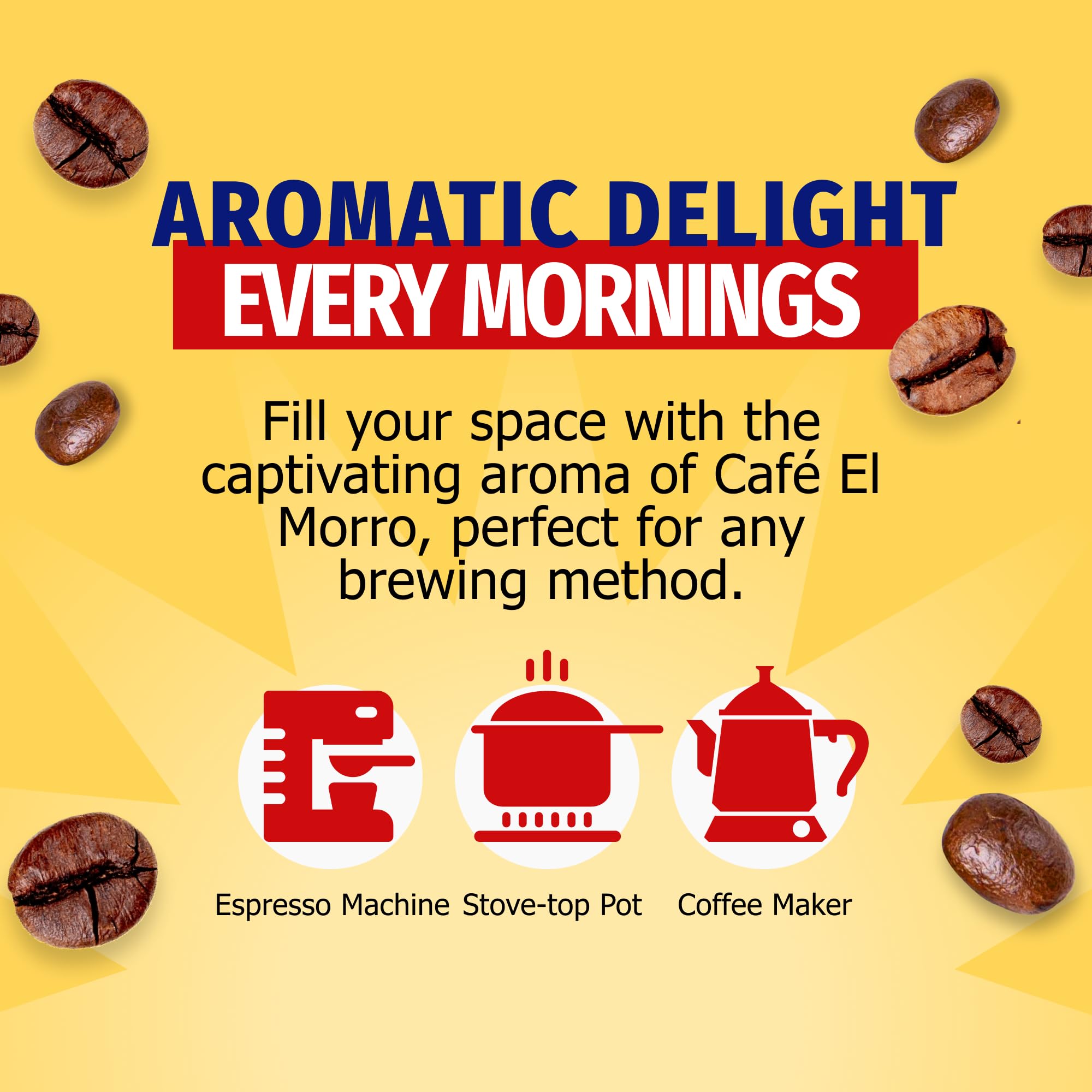 **Premium Café El Morro Dark Roast Espresso Ground Coffee - Authentic Puerto Rican Style, Vacuum Sealed, Bulk 9 oz (4 Pack) - Perfect for Espresso Machines, French Press & Cold Brew at Home or Office**