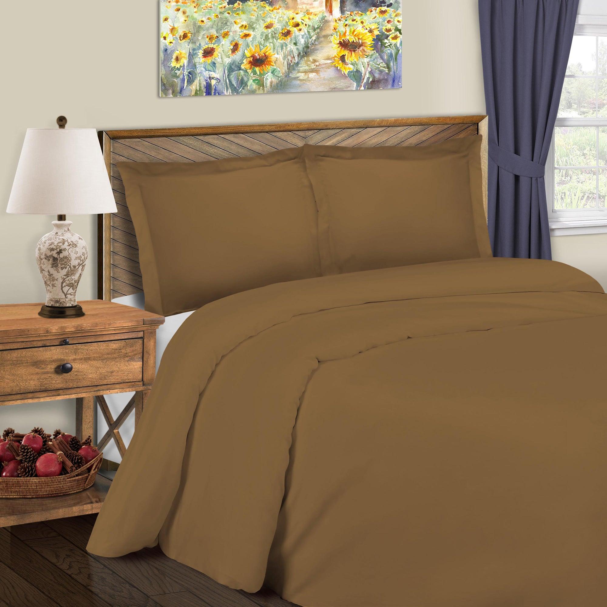 600 Thread Count Cotton Blend Solid Duvet Cover Set - King Size, Soft & Breathable Bedding Set for All Seasons - Perfect for Master Bedroom, Guest Room & Hotel Use