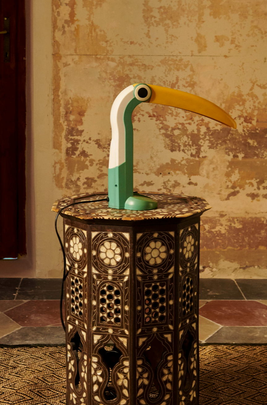 Vintage 80s Toucan Lamp in Yellow & Green - Retro Home Decor for Bedroom, Living Room & Office