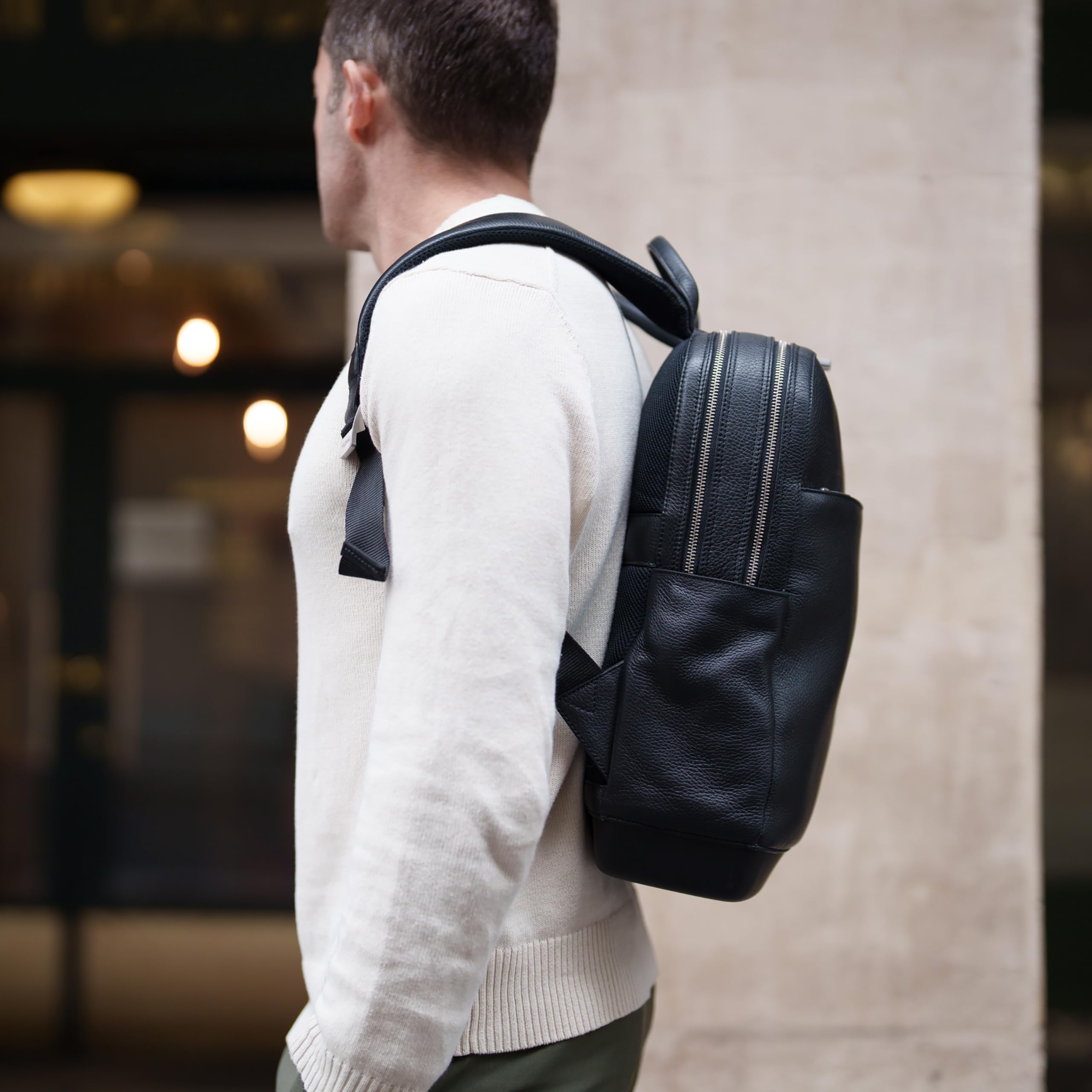 Moleskine Classic Pro Leather Backpack - Professional Office Laptop Backpack for 15