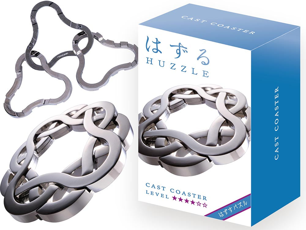 Hanayama Cast Coaster Puzzle - Level 4 Brain Teaser Metal Puzzle for Adults - Perfect for Office Stress Relief & Family Game Night