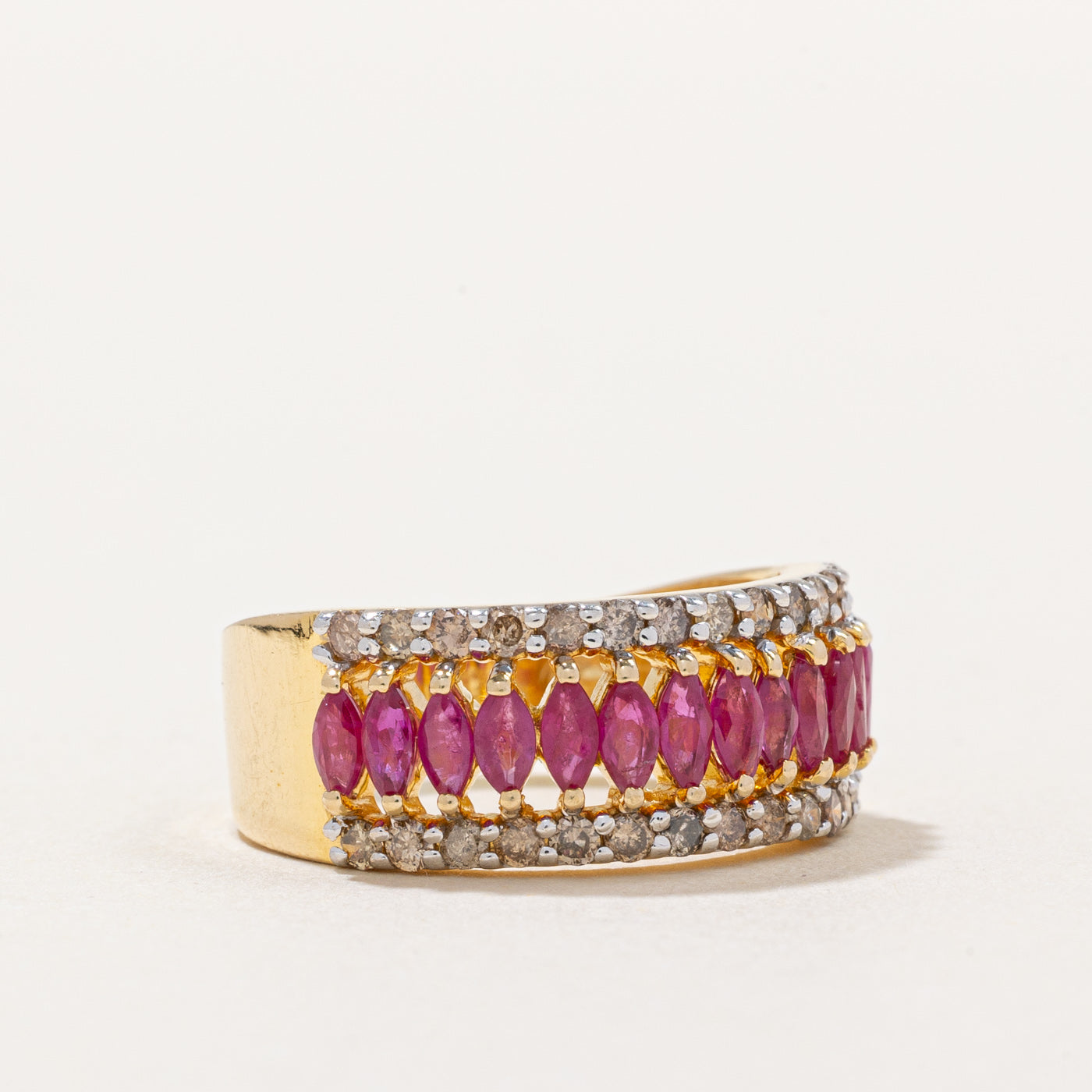 Exquisite Ruby and Diamond Cocktail Ring - 0.70ctw Ruby & 0.50ctw Diamond - Size 5.75 - Elegant Statement Jewelry for Evening Parties, Weddings & Special Occasions