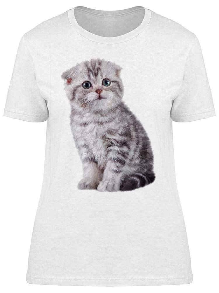 Cute and Funny Kitten T-Shirt for Women - Soft Cotton Graphic Tee for Casual Wear, Cat Lovers Gift