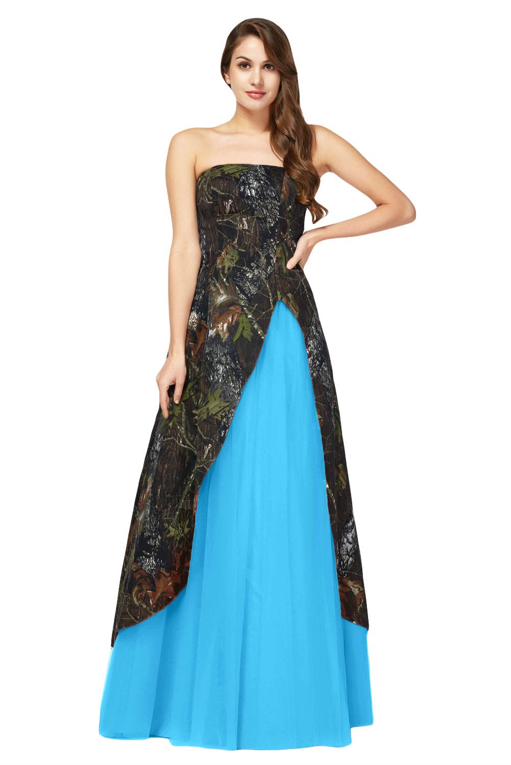 Camouflage Wedding Dresses for Bride | Evening Prom Formal Gown | Outdoor Boho Bridal Gown for Forest Wedding & Photoshoot