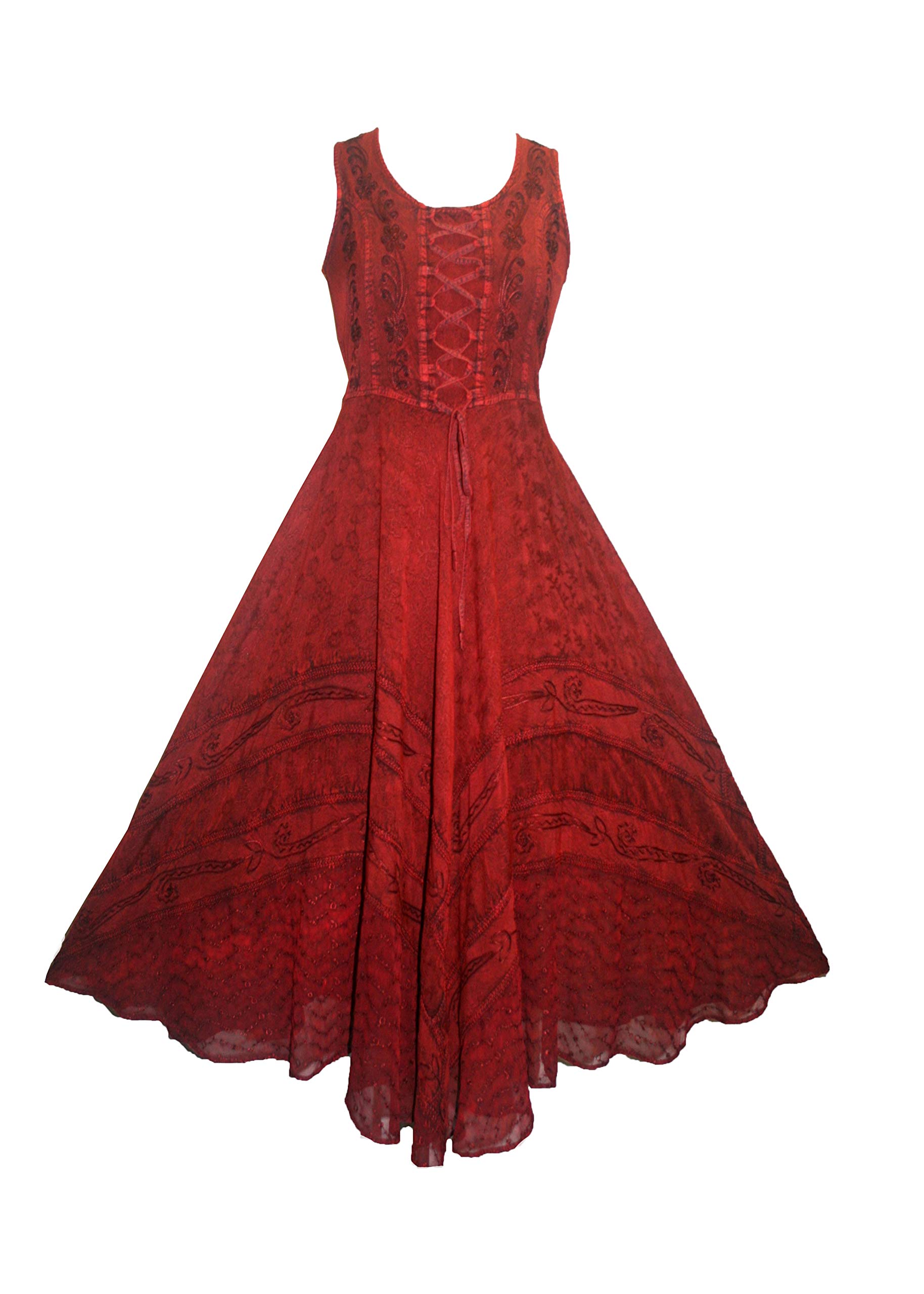 Agan Traders Women's 2025 Gothic Corset Smocked Maxi Dress - Sleeveless Embroidered Summer Calf-Length Dress for Parties, Weddings & Date Nights