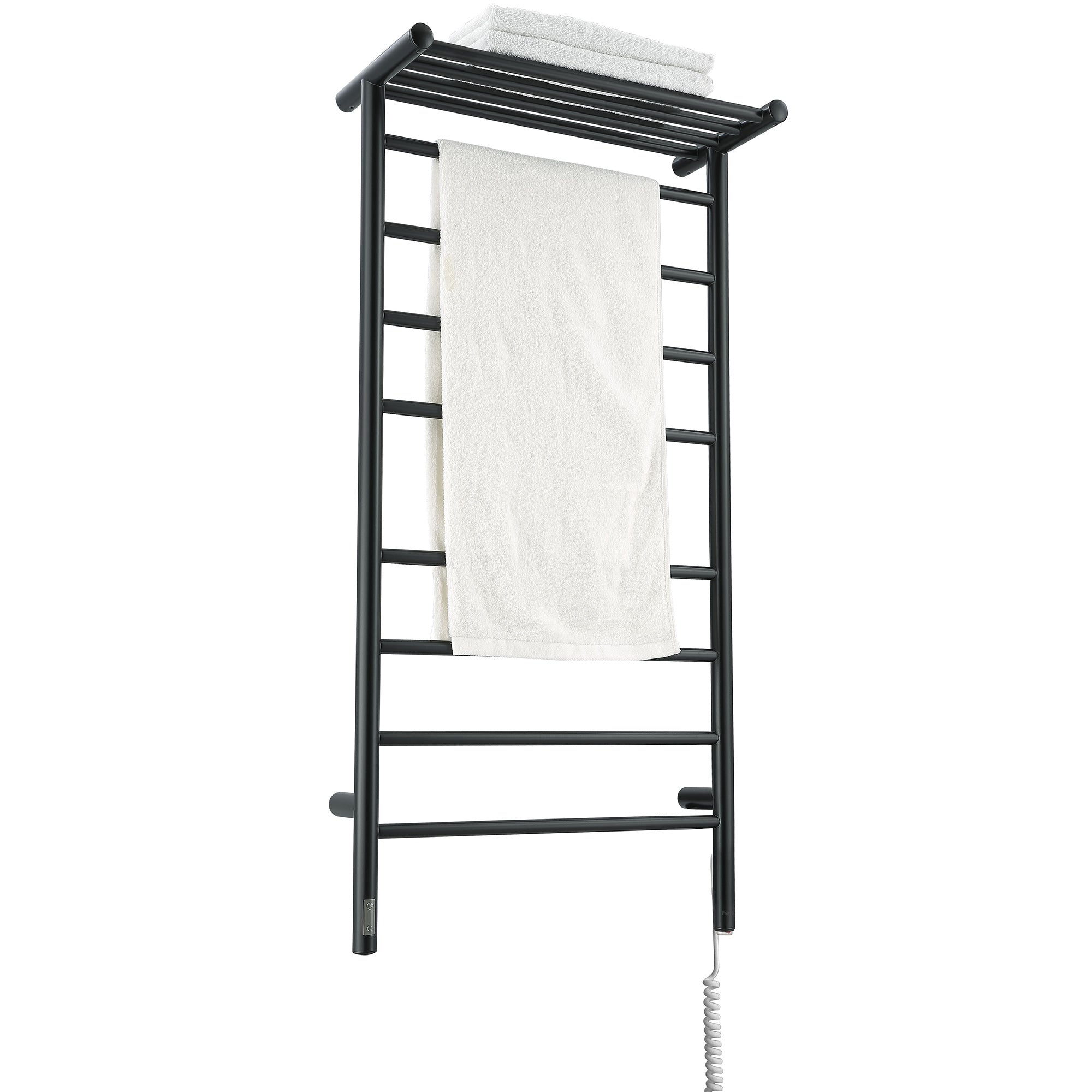 Ancona Piazzo OBT 8 Bar Dual Wall Mount Towel Warmer with Integrated Timer - Matte Black - Perfect for Bathrooms, Spas & Luxury Homes