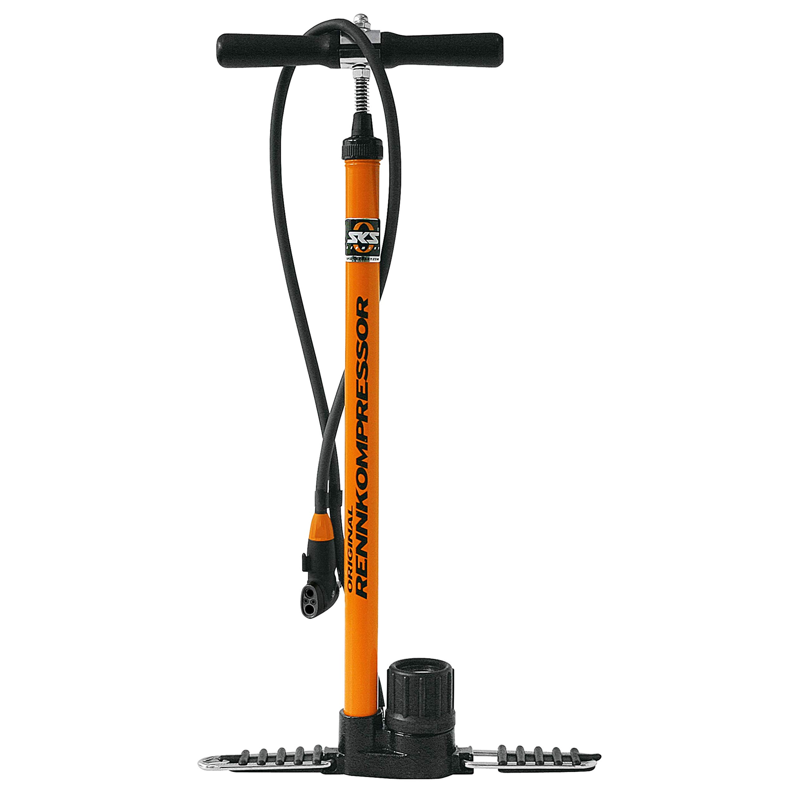 High-Pressure SKS Bike Pump - Durable Metal Orange Bicycle Tire Inflator for Road & Mountain Bikes | Perfect for Cycling, Commuting & Outdoor Adventures