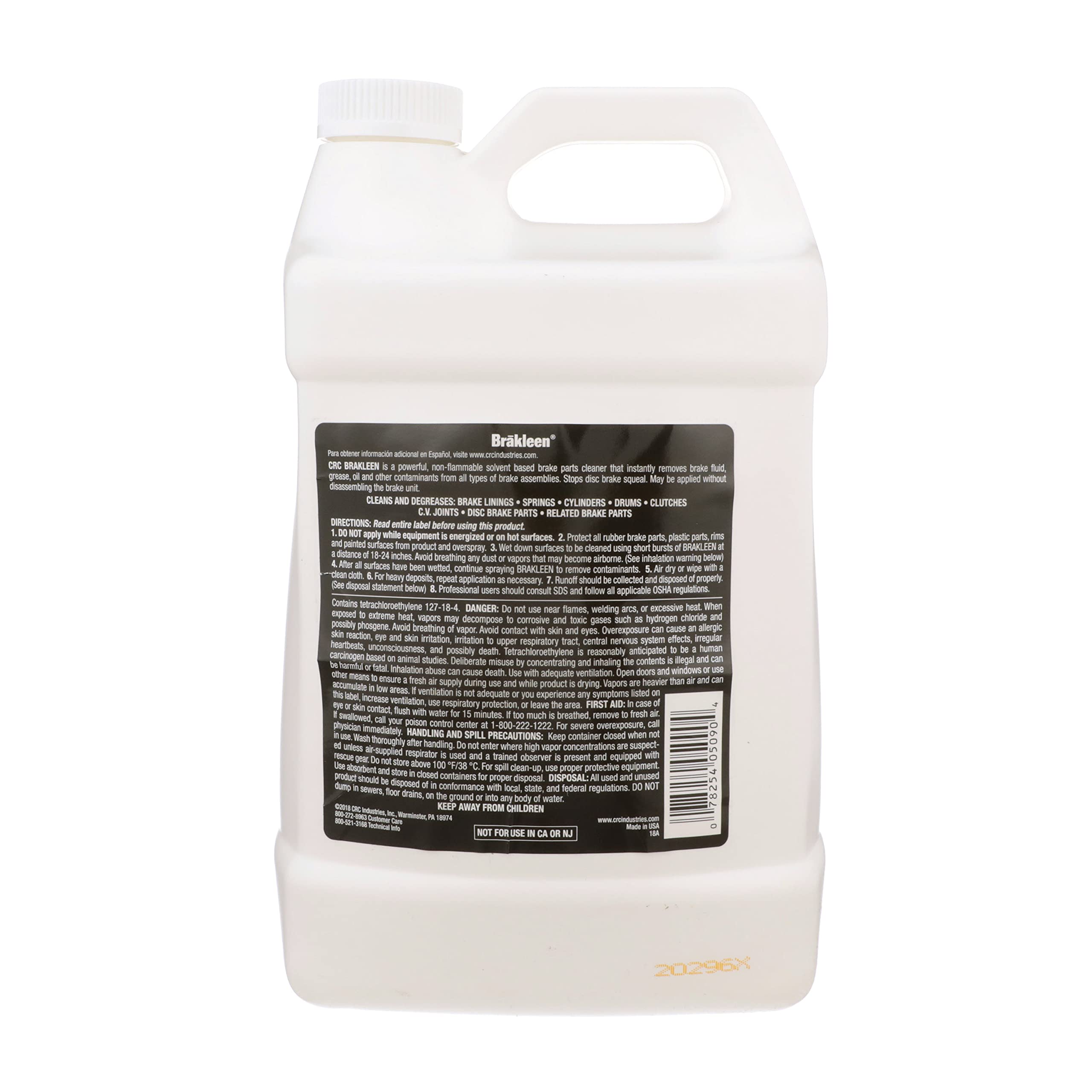CRC Brakleen 1003712 Non-Flammable Brake Parts Cleaner - 1 Gallon (4 Pack) | Heavy-Duty Automotive Cleaning | Safe for Brake Systems, Clutches & Mechanical Parts