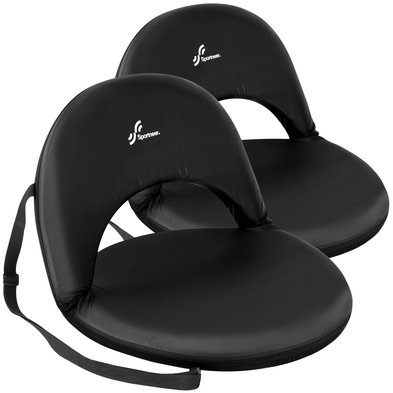 Sportneer Extra Wide Stadium Seats with Back Support & Shoulder Strap - 2 Pack Portable Bleacher Chairs with 6 Reclining Positions for Football Games, Concerts, Camping, Sports Events & Outdoor Activities