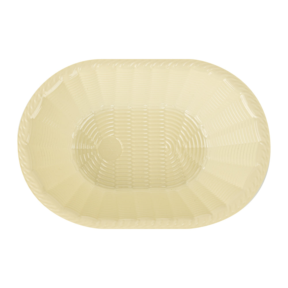 25 oz Disposable Cream Plastic Oval Food Serving Basket - 9.25