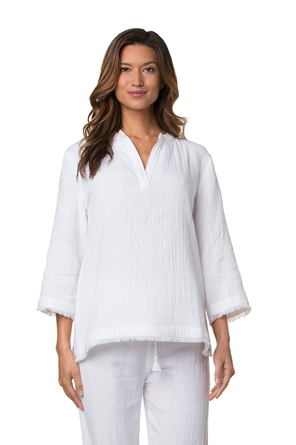 Beachcomber Hip Tunic for Women - Flowy White Summer Tunic Top | Perfect for Beach Vacations, Pool Parties & Casual Outings