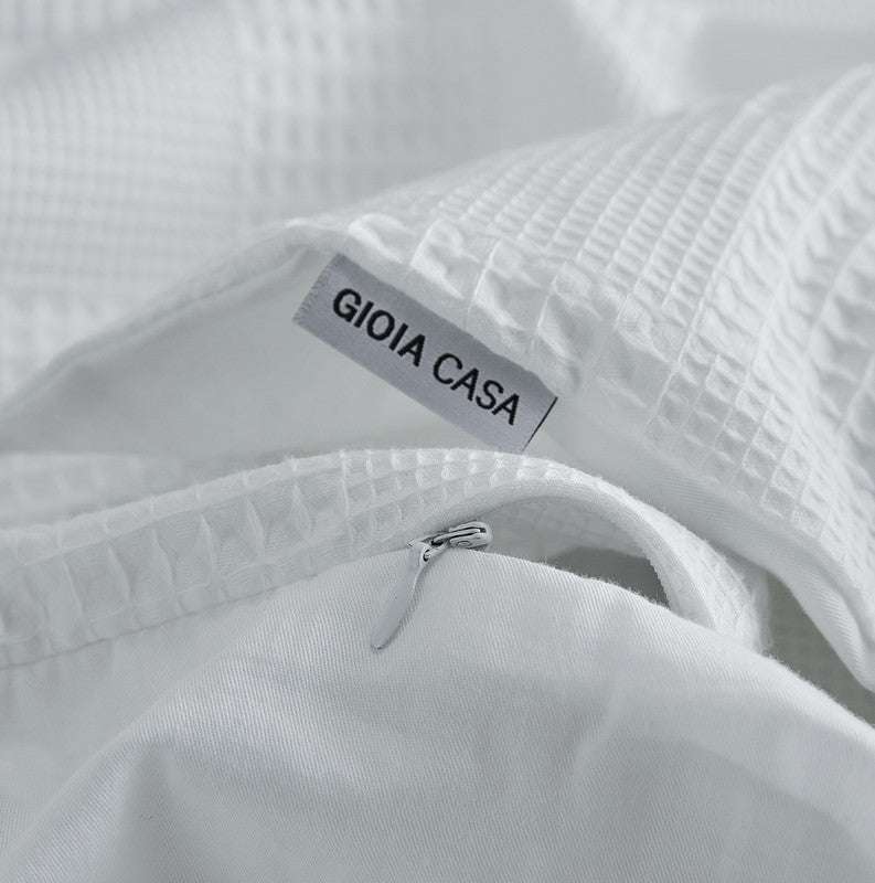 100% Cotton Checkered Waffle Quilt Cover Set - Queen Size White | Soft & Breathable Bedding for Cozy Nights | Perfect for Master Bedrooms & Guest Rooms