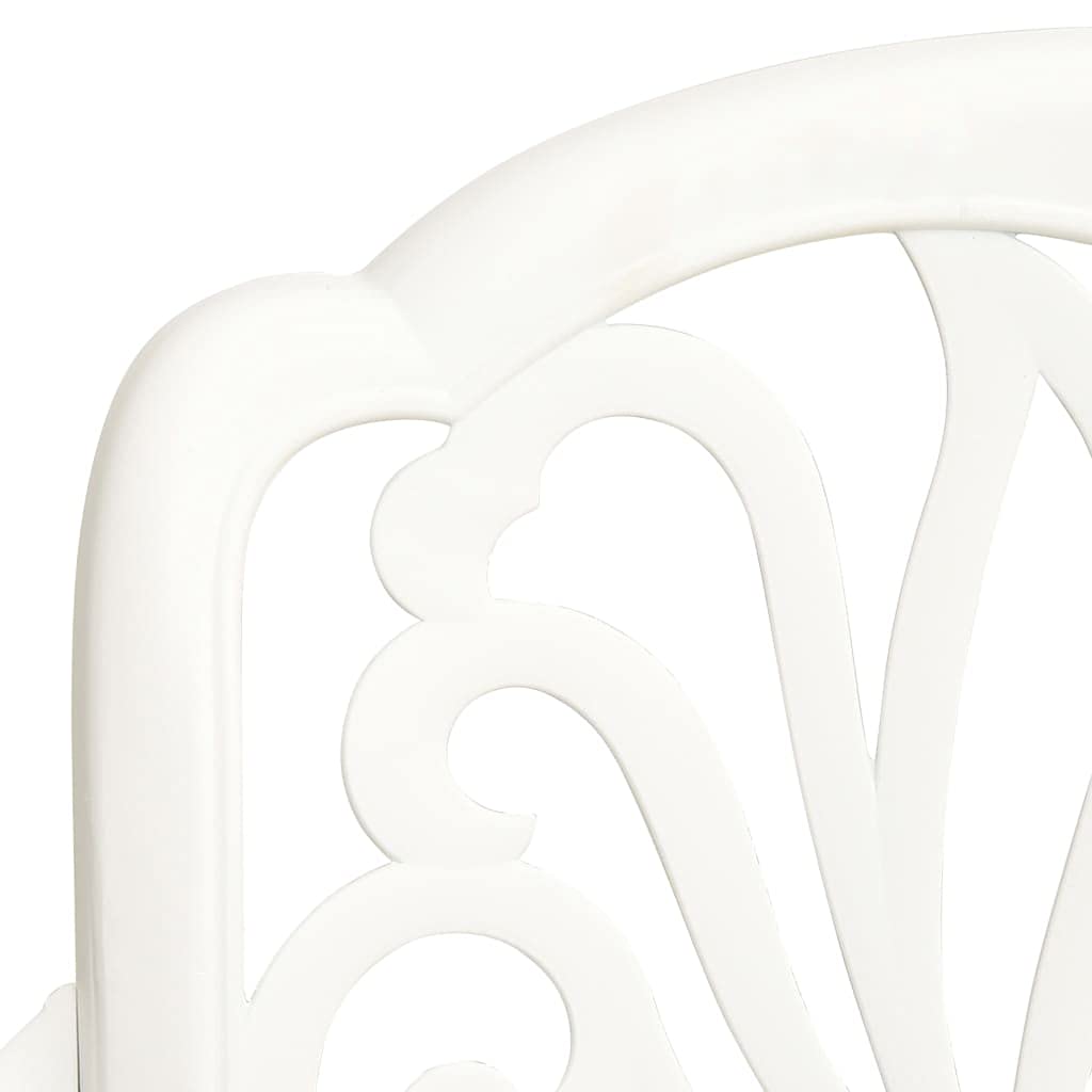 vidaXL Set of 2 White Cast Aluminum Patio Chairs - Weatherproof Outdoor Dining Chairs, Durable & Elegant Garden Furniture for Backyard, Poolside, and Terrace Relaxation