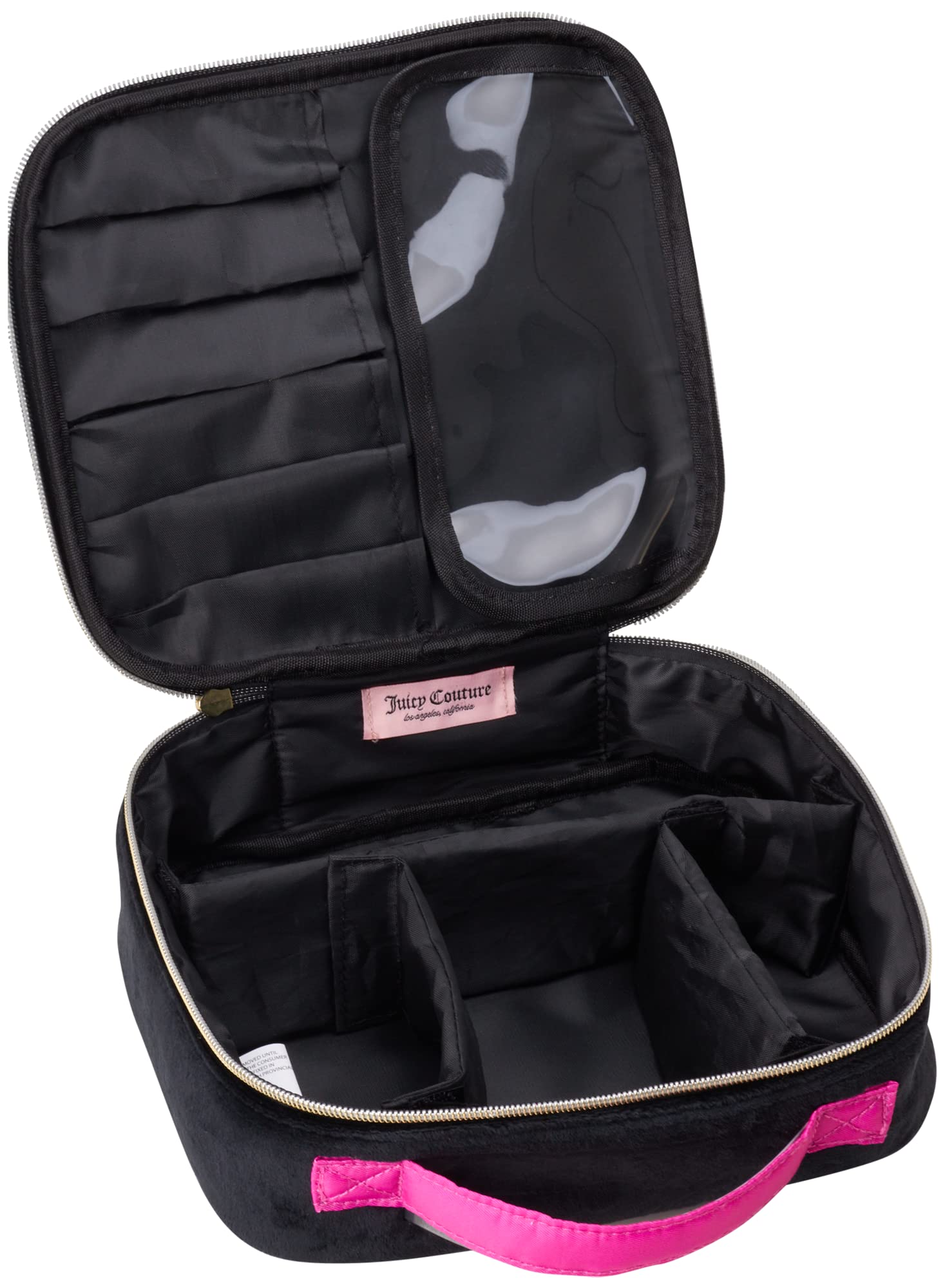 Juicy Couture Women's Travel Cosmetic Bag - Waterproof Makeup & Toiletries Organizer with Multiple Compartments, Black One Size | Perfect for Vacation, Gym, Business Trips & Daily Essentials Storage