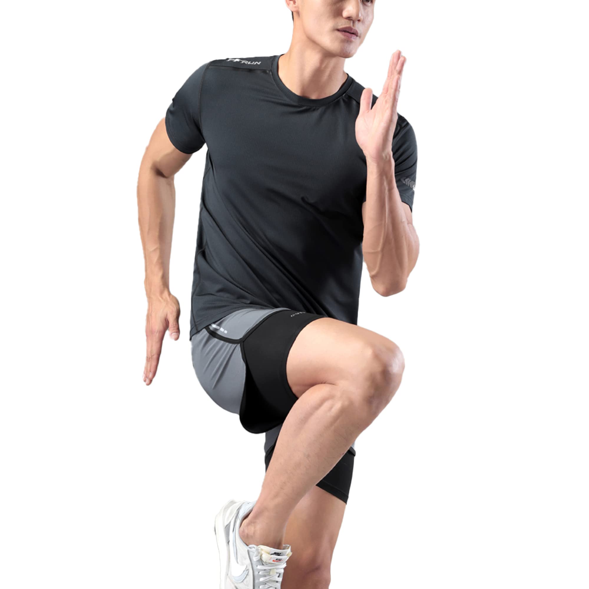Men's Summer Slim Fit Moisture-Wicking Active Athletic Short Sleeve Crew T-Shirt - Lightweight Quick-Dry Workout Tee for Running, Gym & Outdoor Sports