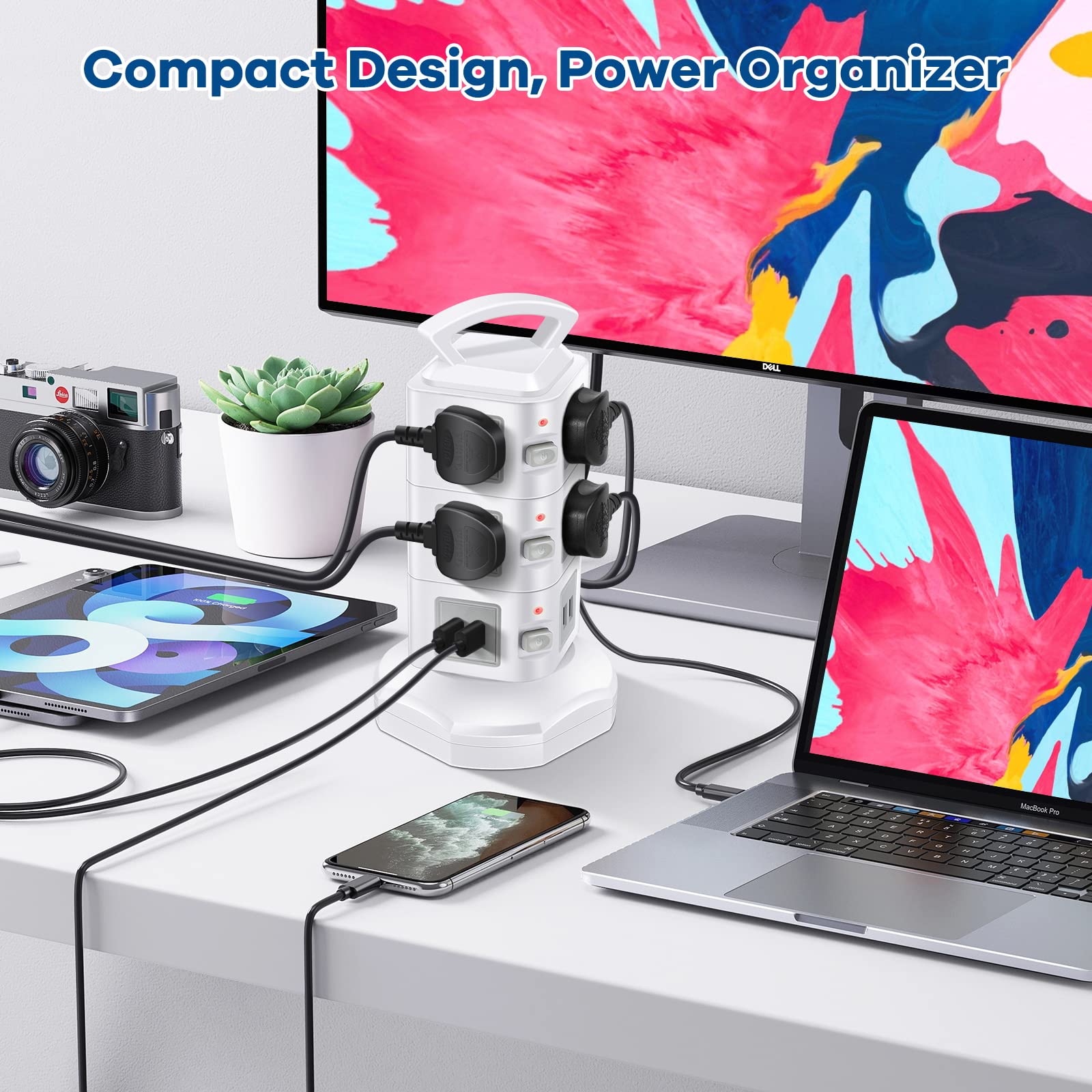 10-Outlet Power Strip with 4 USB Ports | Surge Protector for Office & Home Devices