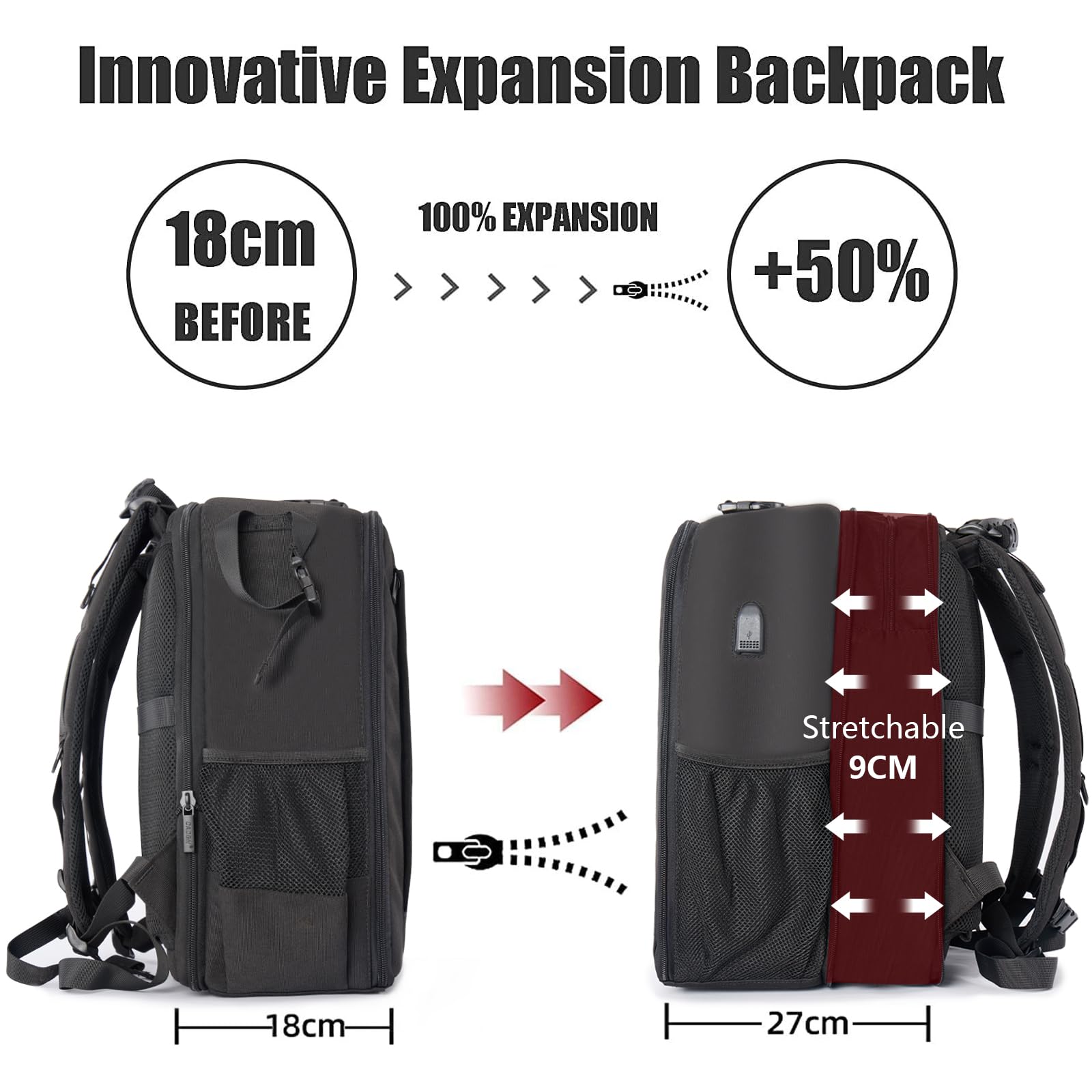Professional Waterproof DSLR/SLR Mirrorless Camera Backpack - Compatible with Sony Canon Nikon Cameras & Lenses, Holds Tripod & Accessories (Large 5.0 Black) - Perfect for Travel, Hiking & Outdoor Photography