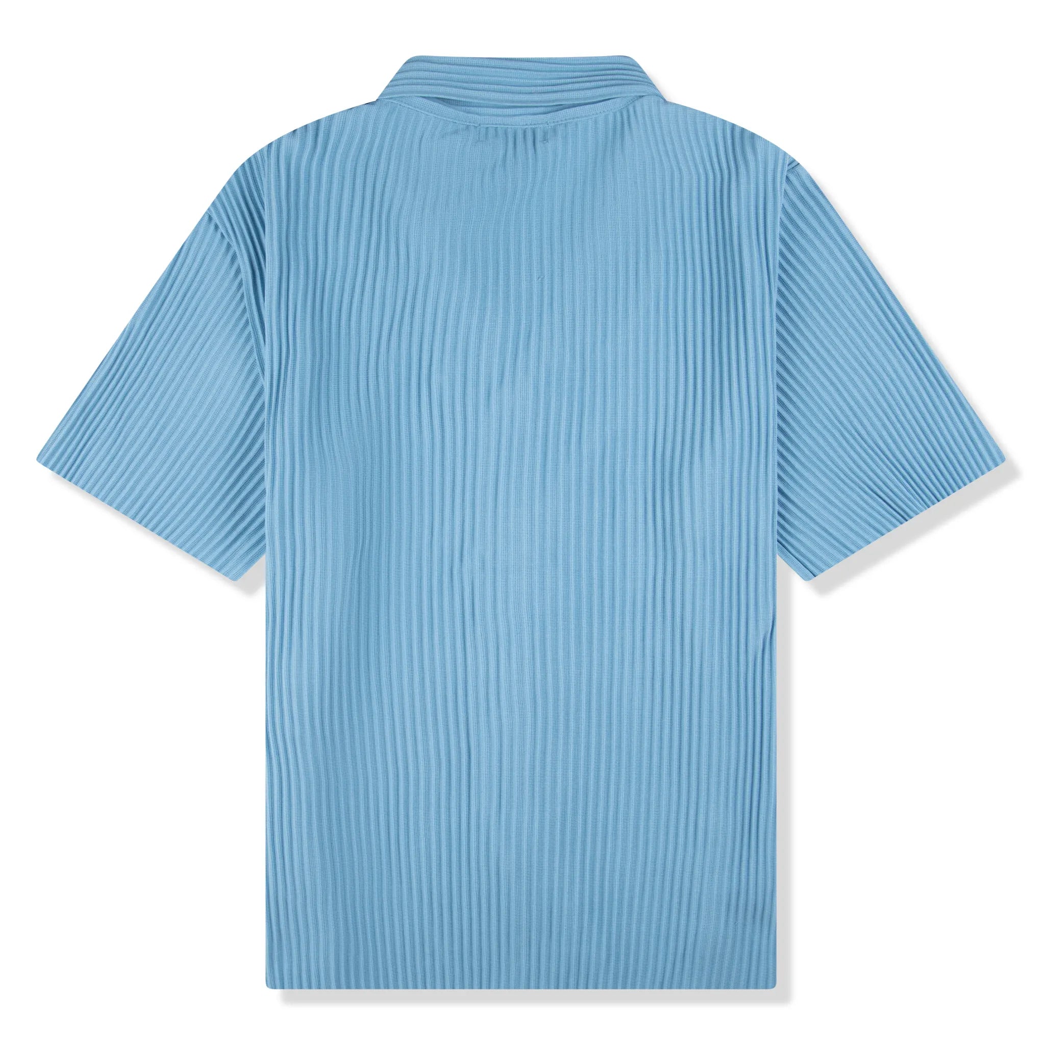 Belier Pleated Short Sleeve Light Blue Resort Shirt for Men - Casual Summer Beach Wear & Tropical Vacation Outfit