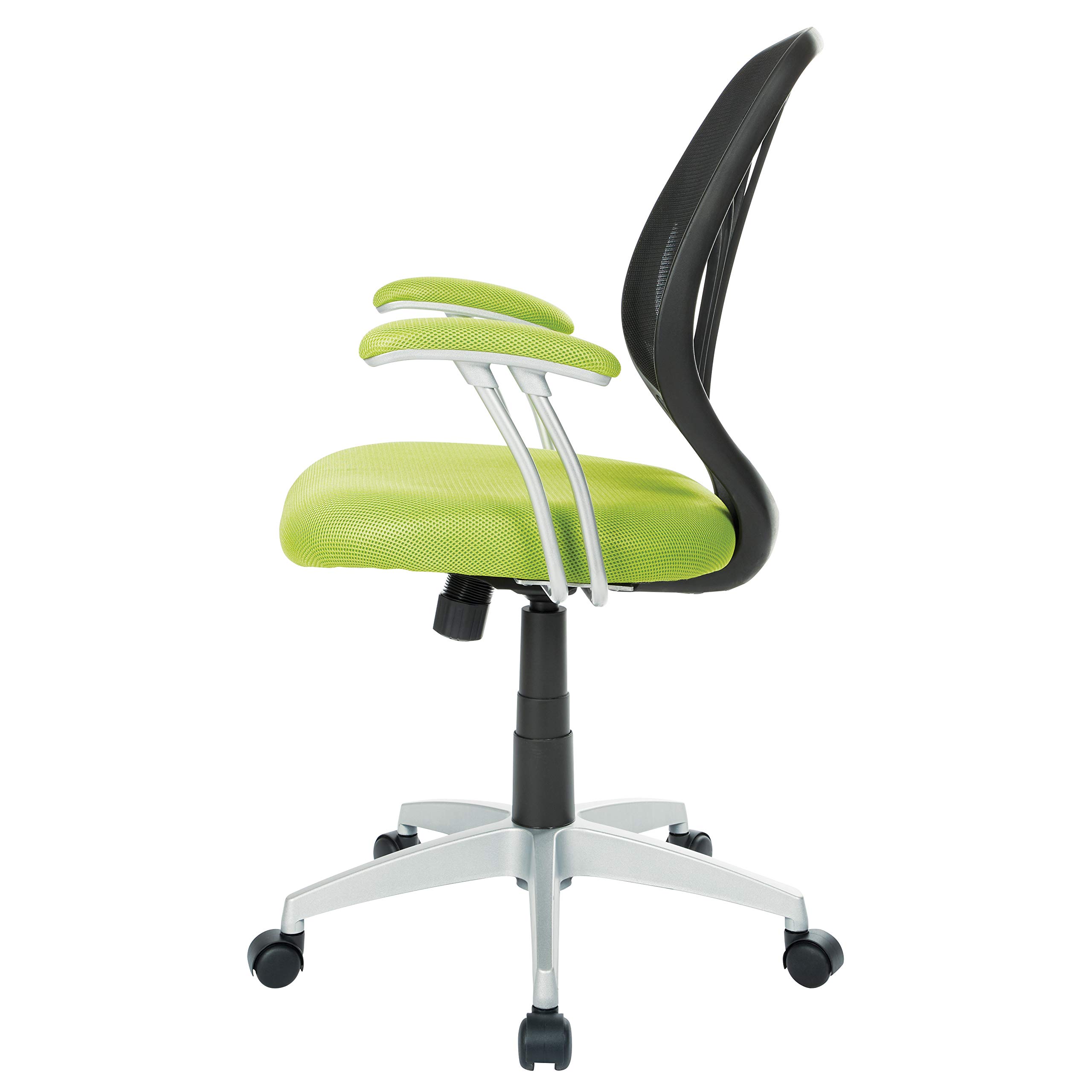 OSP Home Furnishings Ergonomic Office Chair with Padded Seat - Adjustable Back Support & Swivel Base for Home Office, Conference Room, or Workspace - Green Mesh Task Chair for Comfortable All-Day Sitting