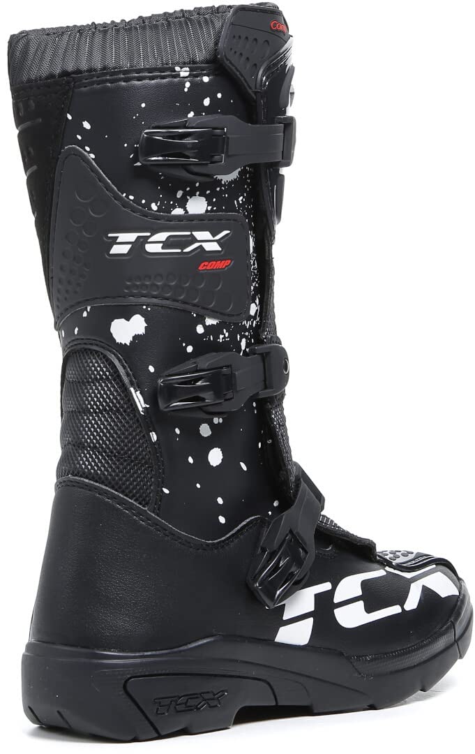 TCX Men's Biker Motorcycle Boots - Black & White Riding Boots for Cruiser & Sport Bikes | Durable Leather Motorcycle Footwear for Long Rides & Commuting