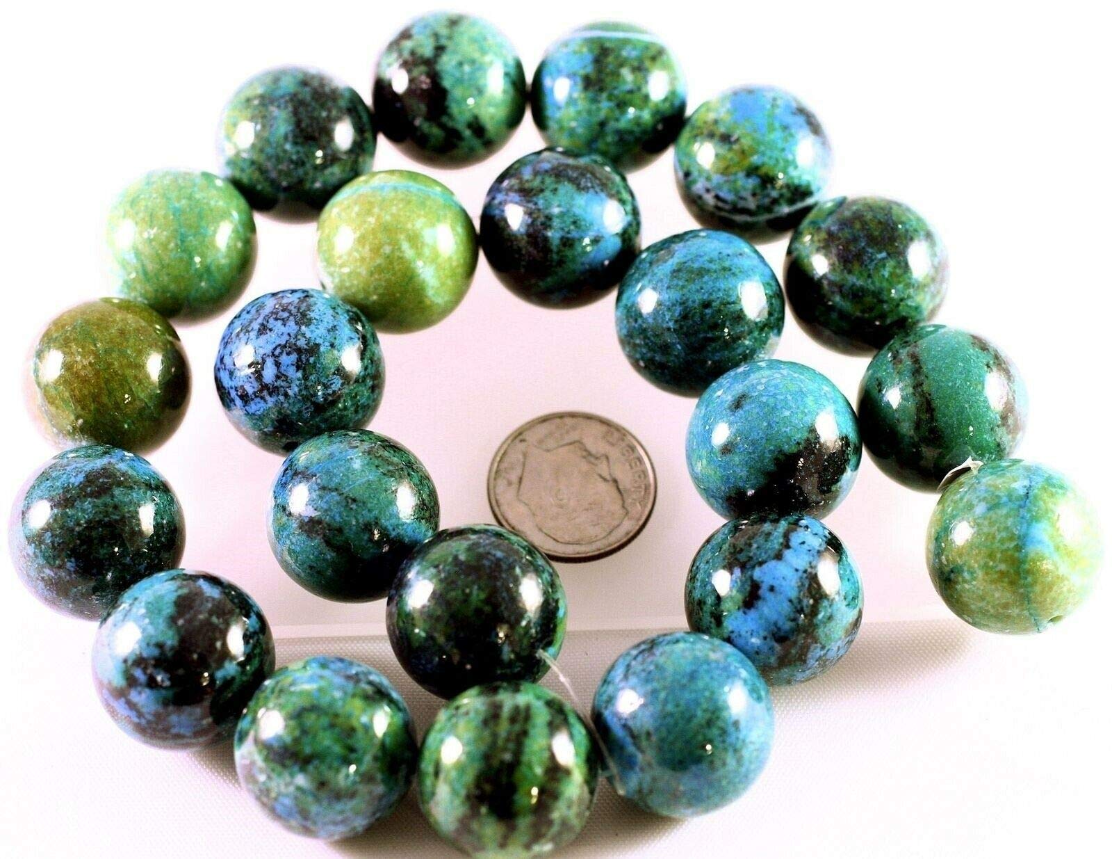 18mm Round Blue Green Azurite Imitation Gemstone Beads - 1 Strand for DIY Jewelry Making, Bracelets, Necklaces & Craft Supplies | Perfect for Boho, Handmade & Fashion Accessories