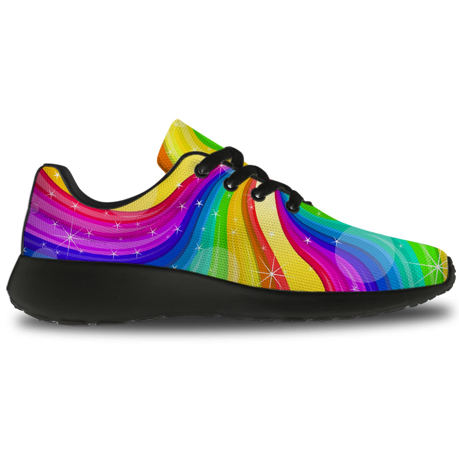**Rainbow Pride Running Shoes for Women & Men - Lightweight Walking & Tennis Sneakers - LGBT Gay Pride Gifts - Size 8 Men/9.5 Women - Black - Perfect for Pride Parades, Workouts & Casual Wear**