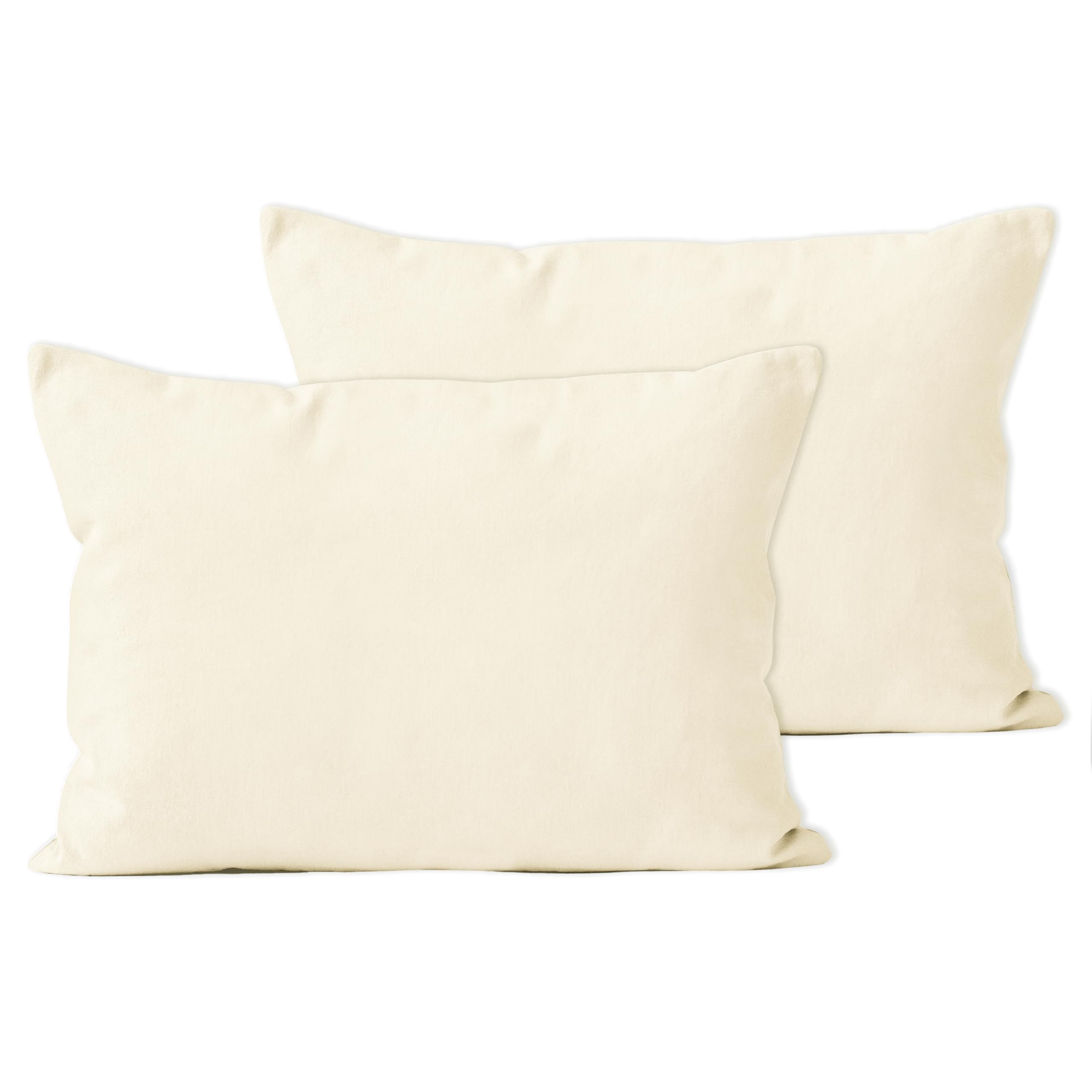 Encasa XO Throw Pillow Covers 12x20 Inches, Set of 2 - Natural Cotton Decorative Cushion Covers for Sofa, Bed & Living Room | No Inserts | Improved Zipper Closure | Perfect for Home Decor, Cozy Reading Nook & Guest Room Accents