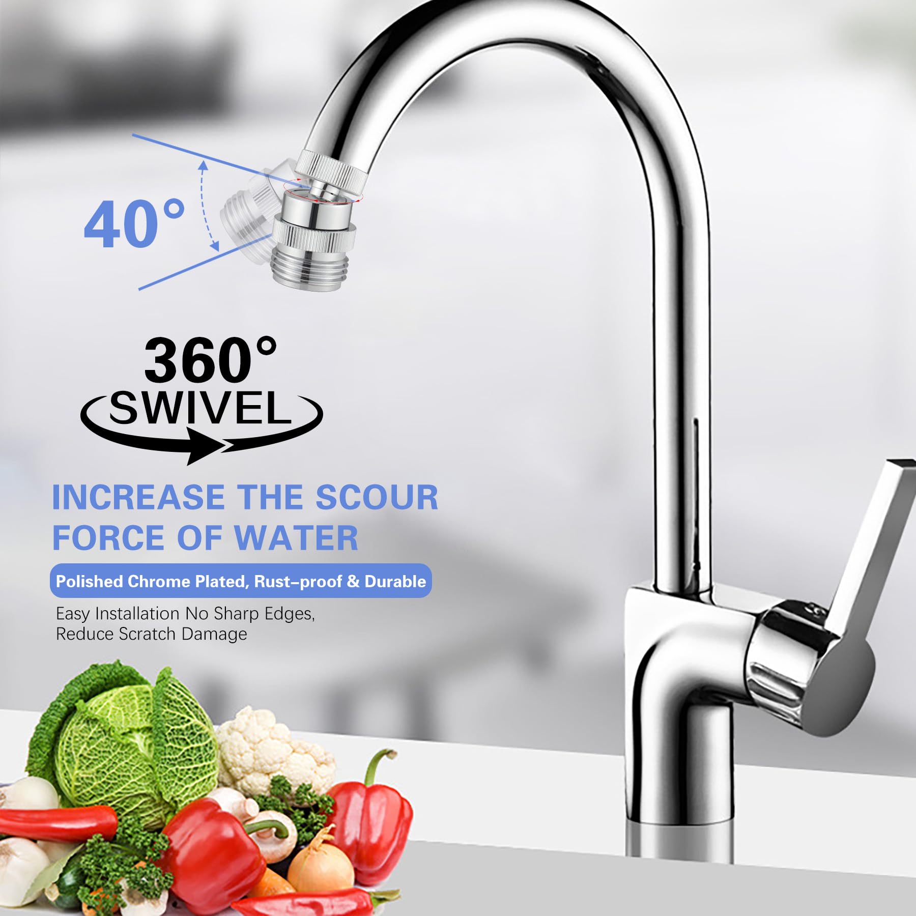 360 Degree Swivel Sink Faucet to Garden Hose Adapter Kit - 3/4