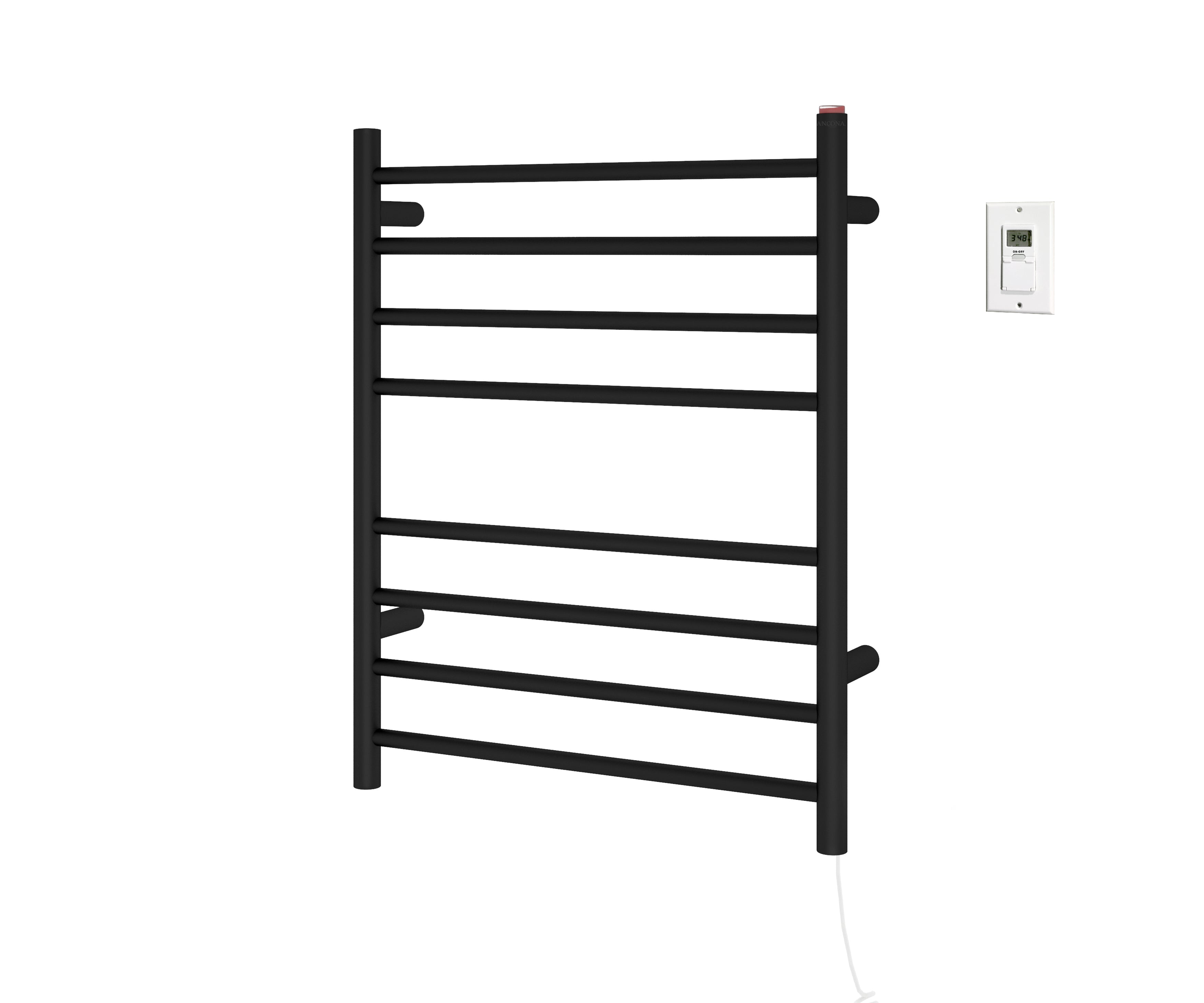 Premium Dual 8 Bar Hardwired & Plug-in Towel Warmer with Timer - Matte Black Finish | Bathroom Luxury for Spa, Hotel & Home Use