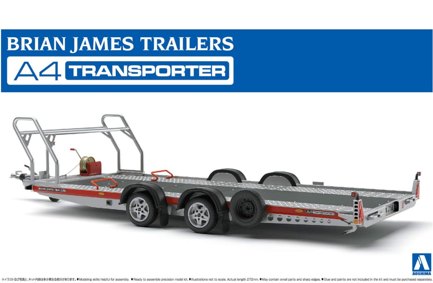 Aoshima Brian James Trailers A4 Transporter 1:24 Scale Diecast Model Car Kit - Perfect for Collectors, Hobbyists & DIY Enthusiasts