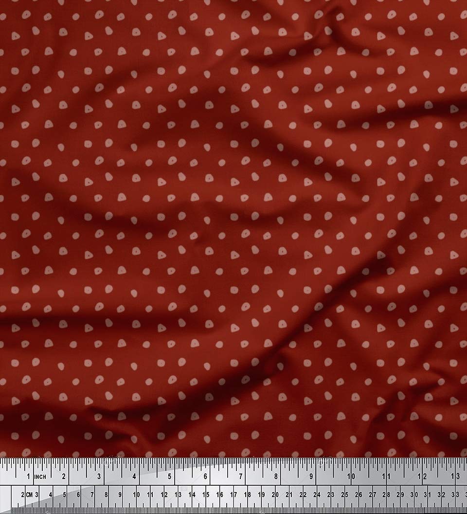 Soimoi Moss Georgette Red Fabric by The Yard - 42 Inch Wide Brush Stroke Abstract Printed Textile for Dresses, Scarves & Home Decor | Artistic Flowy Fabric for DIY Fashion & Creative Projects