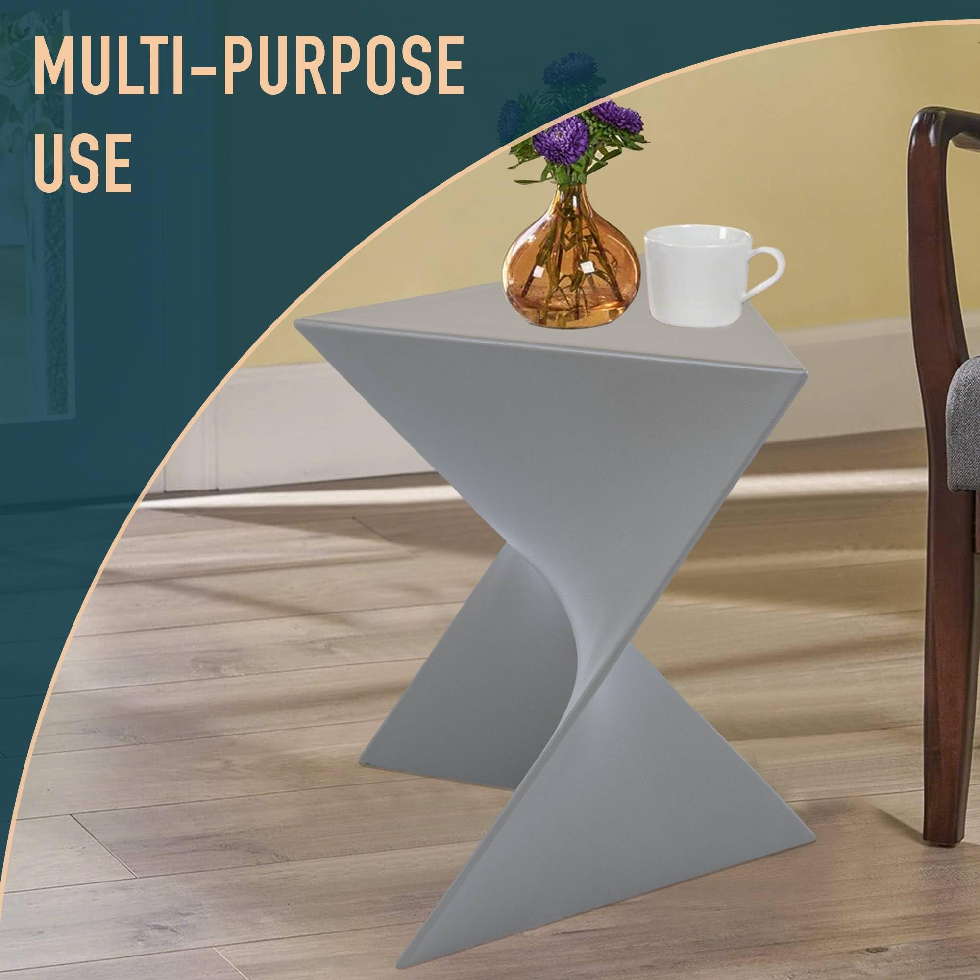 Modern Accent End Table - LeisureMod Randolph Side Vanity Table with Storage, Grey Finish | Perfect for Living Room, Bedroom, or Office Decor