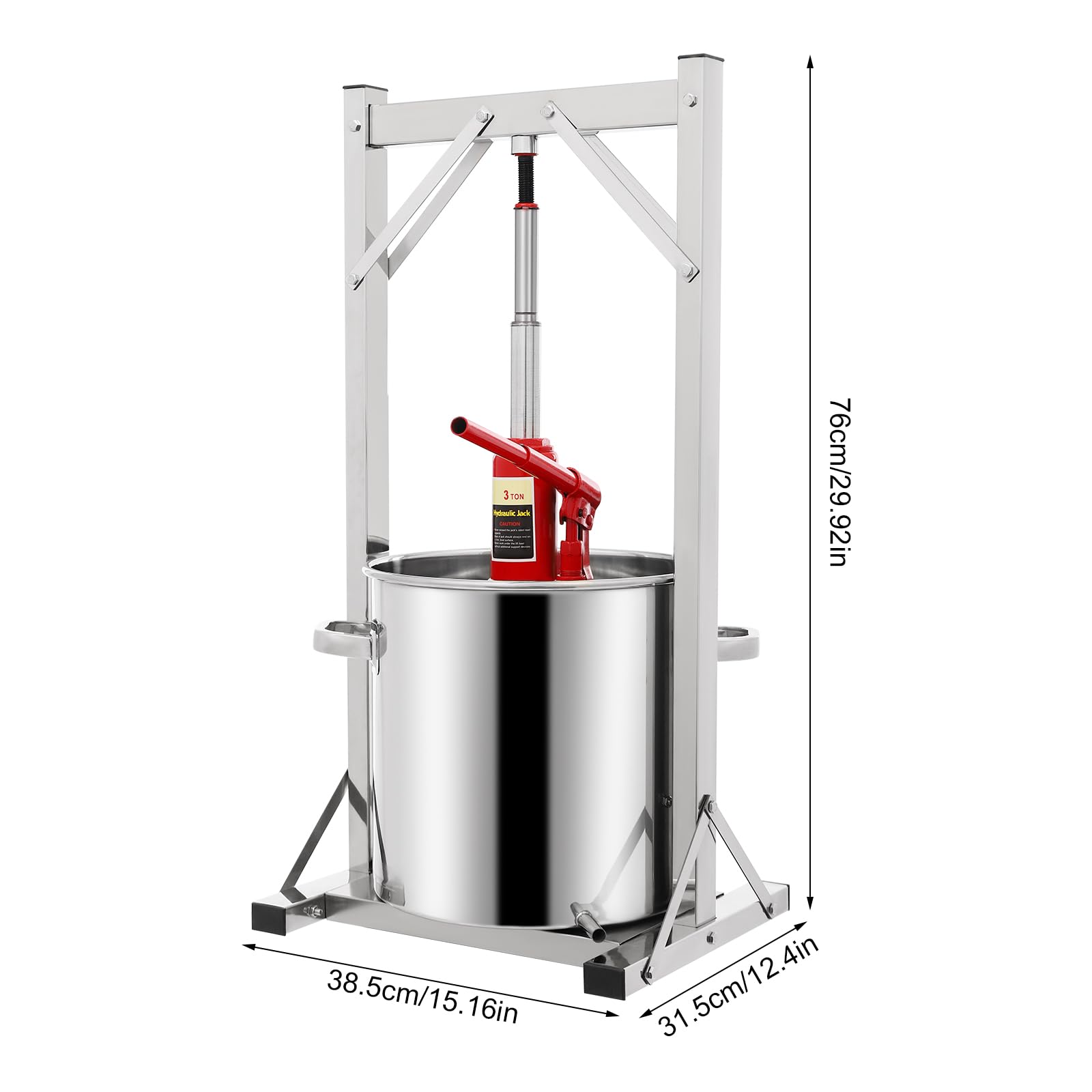 22L Stainless Steel Hydraulic Fruit Wine Press - Manual Cider Press for Grapes, Apples, Juice & Wine Making - Perfect for Home Brewing, Winemaking & DIY Juice Extraction (22L Capacity)