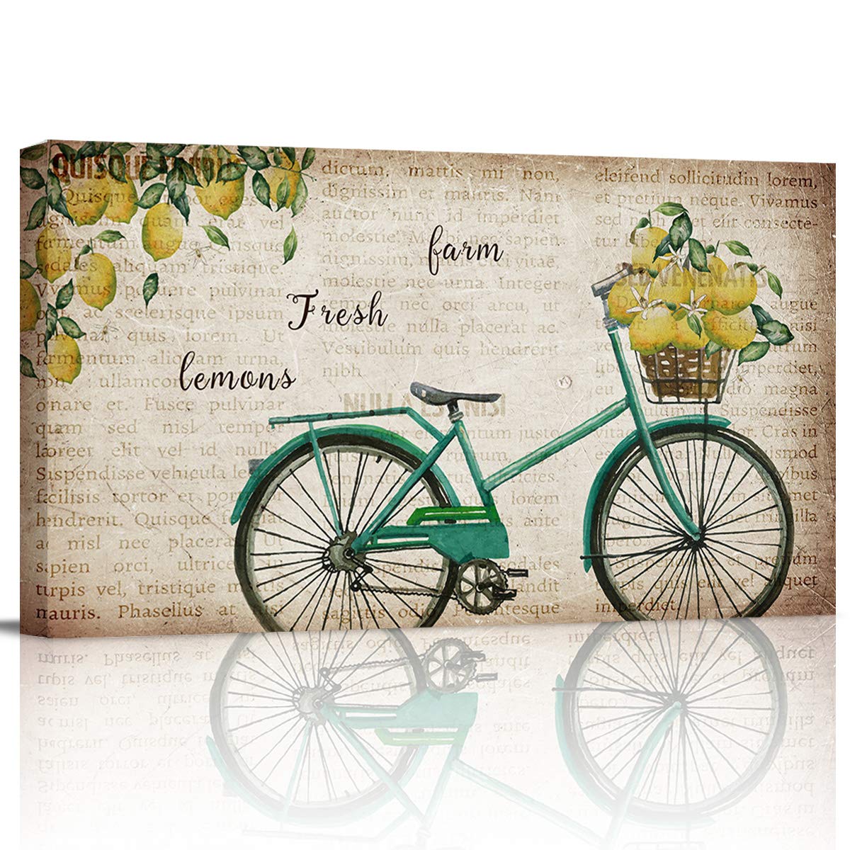 Vintage Style Farm Fruit Wall Art - 16x32 Inch Framed Canvas Painting with Fresh Lemons | Perfect for Bedroom, Kitchen, Living Room, Bathroom & Office Decor | Rustic Home Decor Gift Idea for Housewarming & Special Occasions