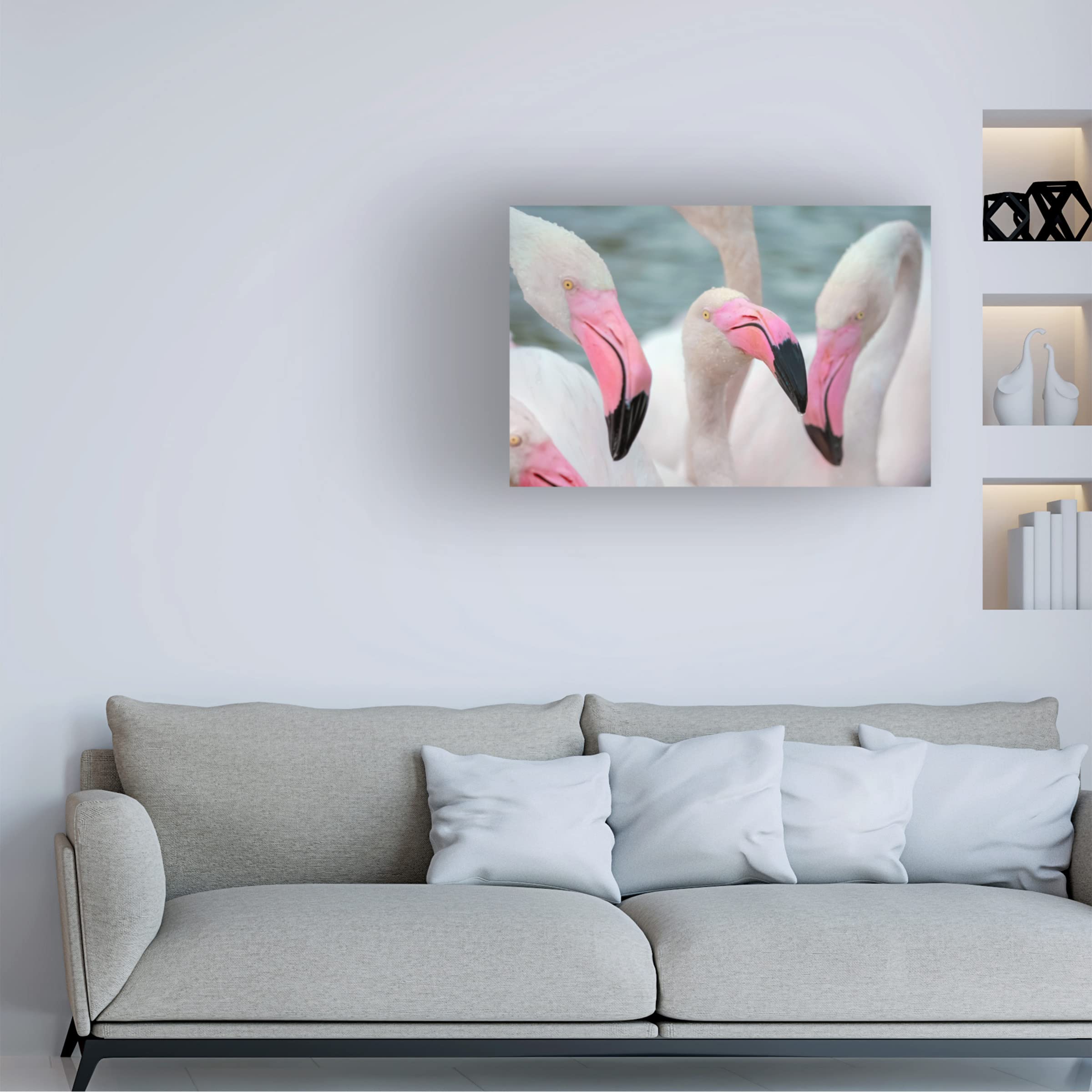 Trademark Fine Art 'Flamboyant Of Flamingos 1' Canvas Wall Art Print by Ben Heine - Tropical Pink Flamingo Painting for Living Room, Bedroom & Office Decor