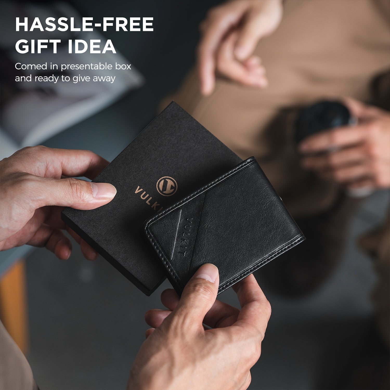 VBH101 Genuine Leather Card Holder with 3 Clear ID Windows - Slim RFID Blocking Wallet for Men & Women - Perfect for Travel, Business Cards, and Everyday Use