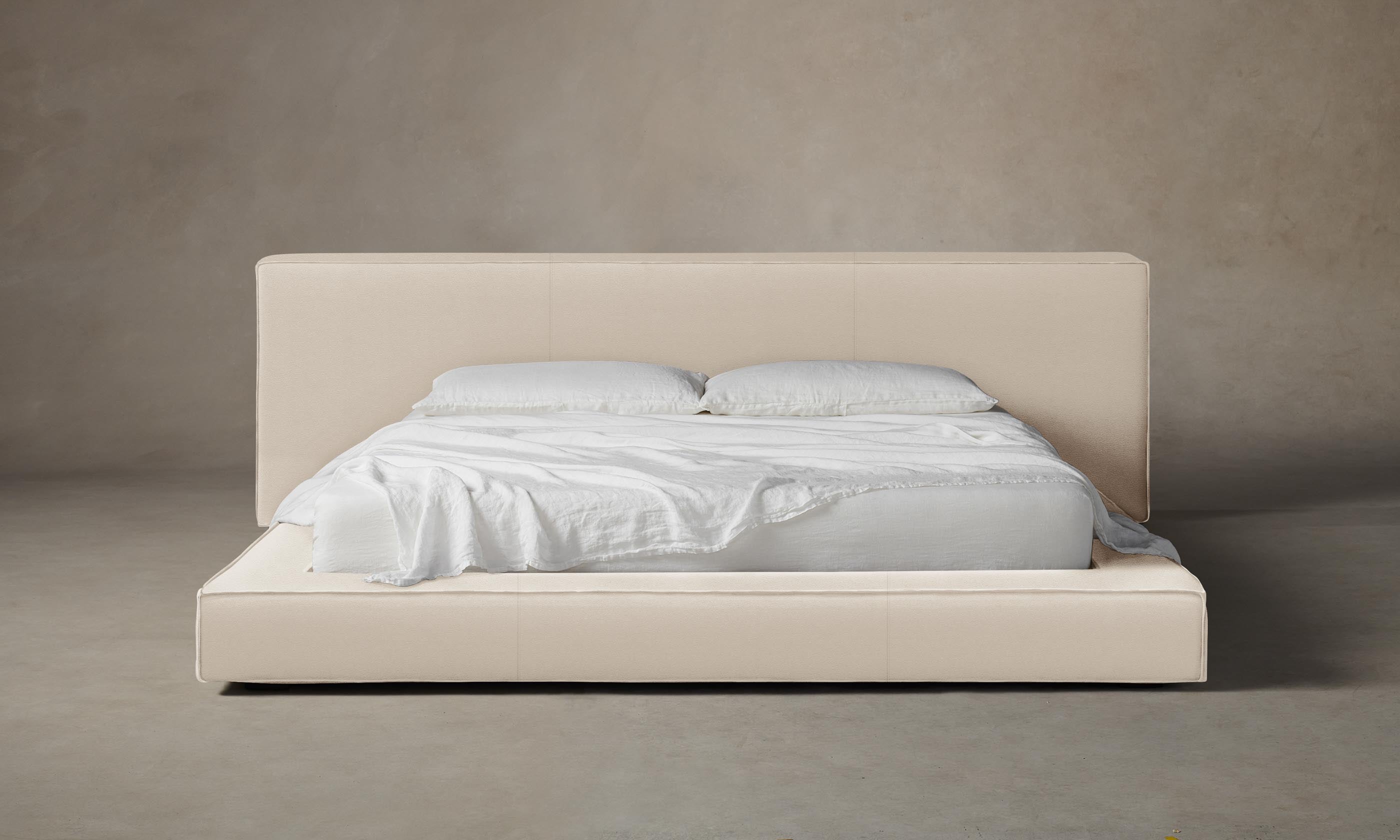 The Eldridge Bed - Genuine Pebbled Leather Upholstered Platform Bed Frame for Modern Bedroom - Perfect for Master Bedrooms, Guest Rooms & Luxury Apartments