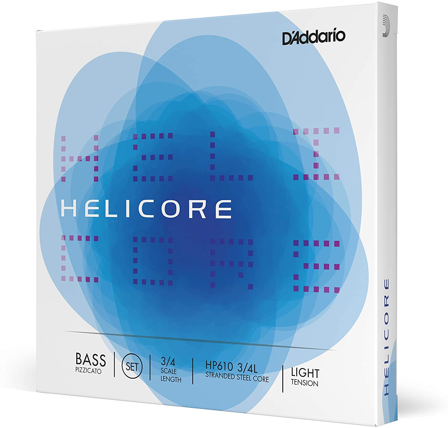 D'Addario Helicore Pizzicato Bass Strings Set - 3/4 Scale, Light Tension for Orchestral & Jazz Performance | Perfect for Upright Bass Players & Professional Musicians