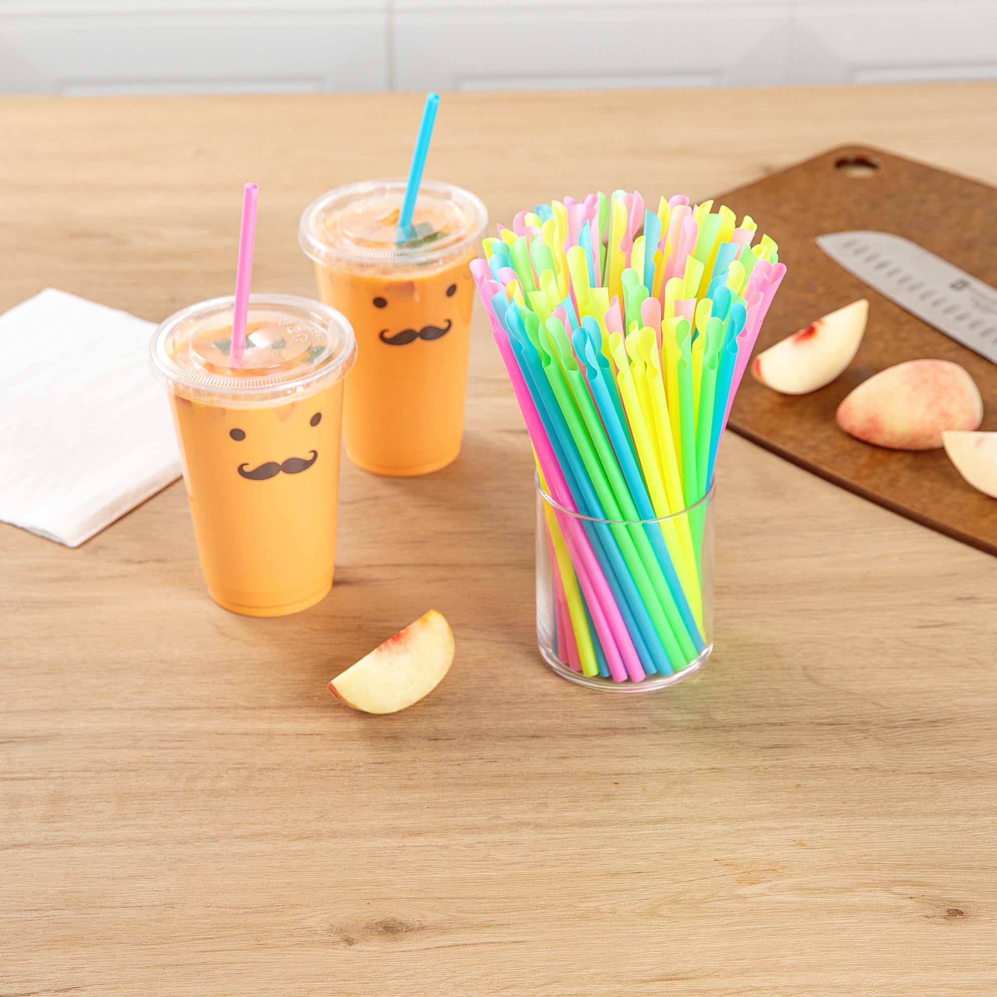 Eco-Friendly Compostable PLA Plastic Spoons & Straws - 100 Count Box, Unwrapped, Biodegradable Cutlery for Parties, Picnics, and Sustainable Dining