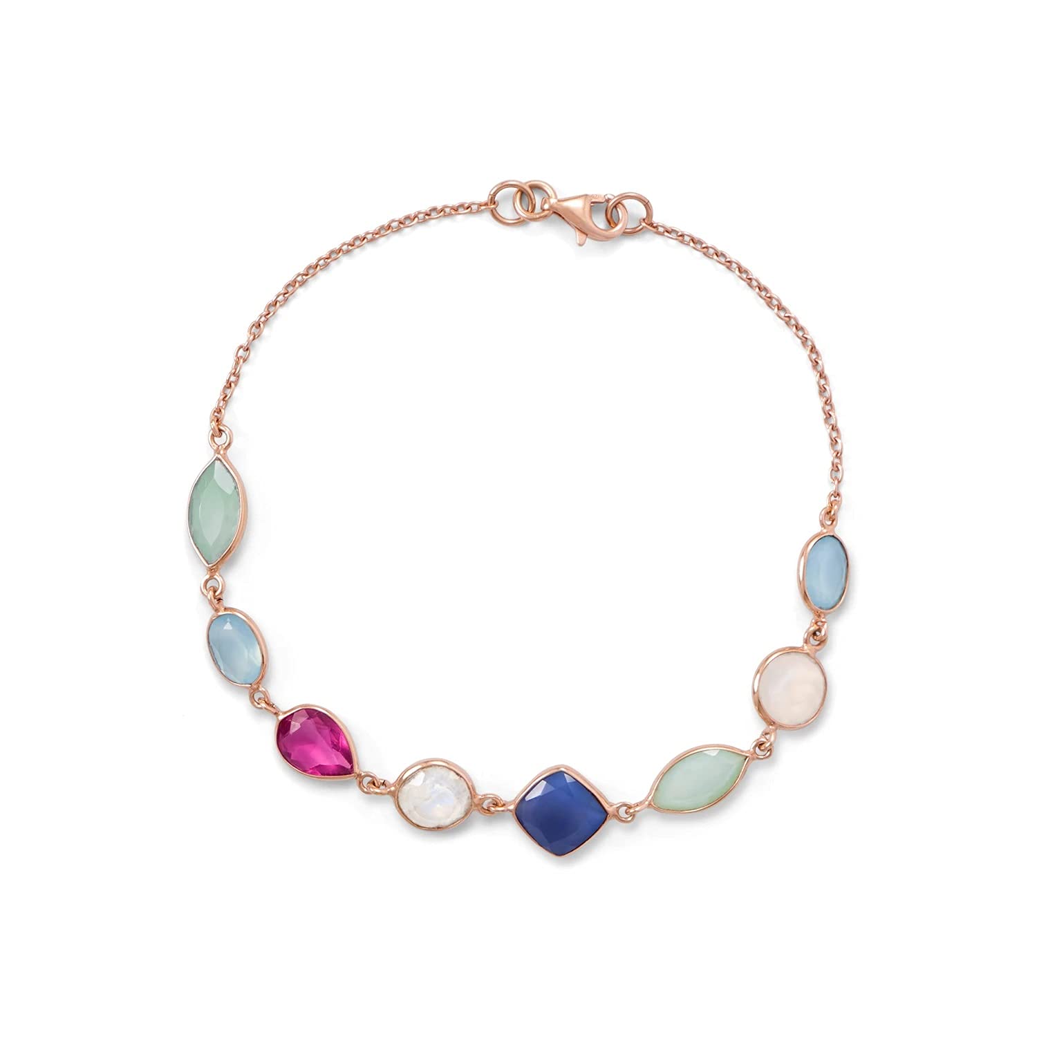 14K Rose Gold Plated Multi-Gemstone Bracelet for Women - Elegant Handmade Jewelry Gift for Birthday, Anniversary & Special Occasions