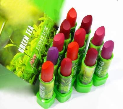 ADS Green Tea Extract Matte Lipstick Set - 12 Multi-Shade Colors for Women & Girls | Long-Lasting, Moisturizing Lipstick Kit | Perfect for Everyday Wear, Parties & Gifts