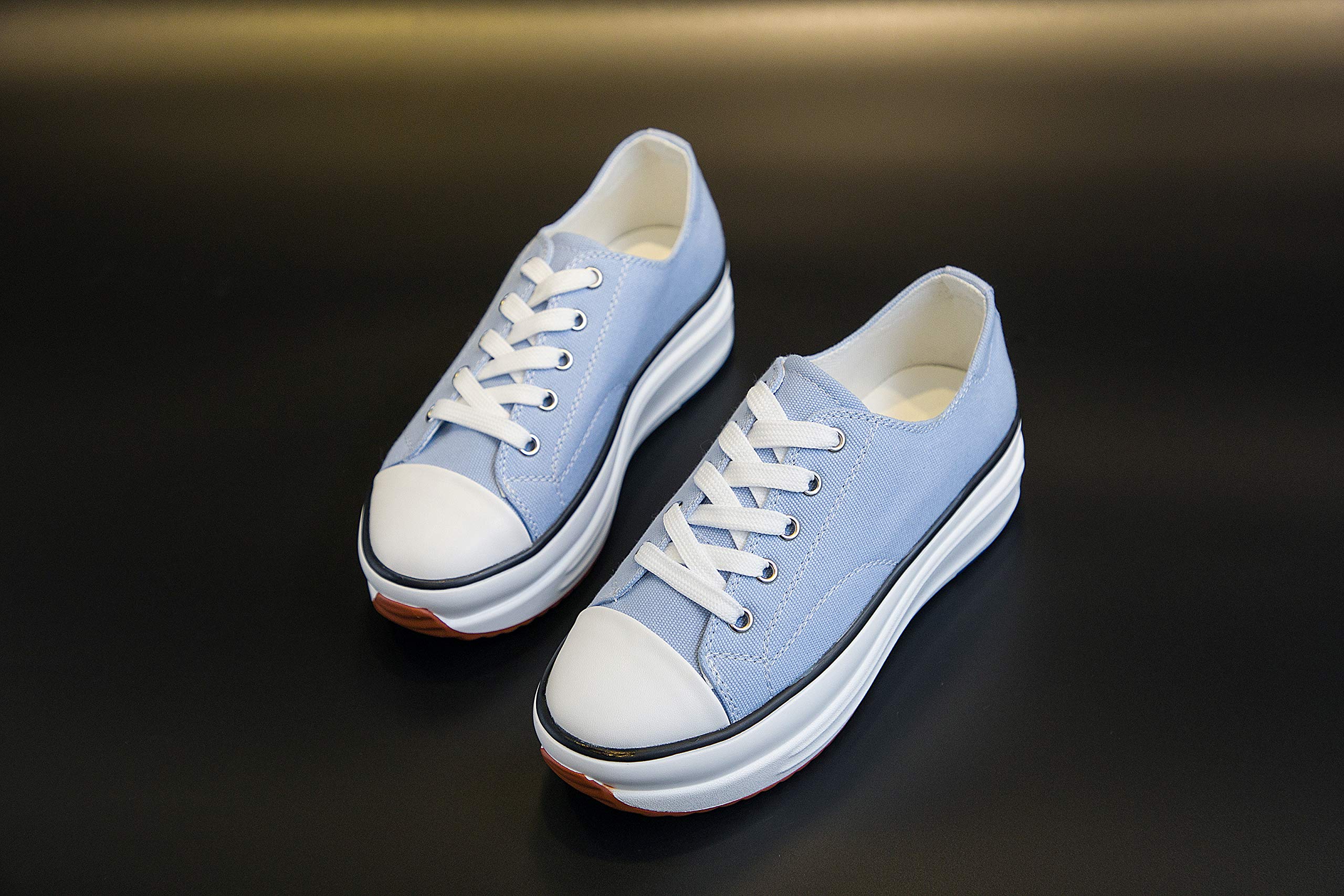 Women's Fashion High Heel Canvas Sneakers - Comfortable Walking Shoes with Platform Wedge for Casual Wear | Perfect for Office, Dating & Daily Outfits