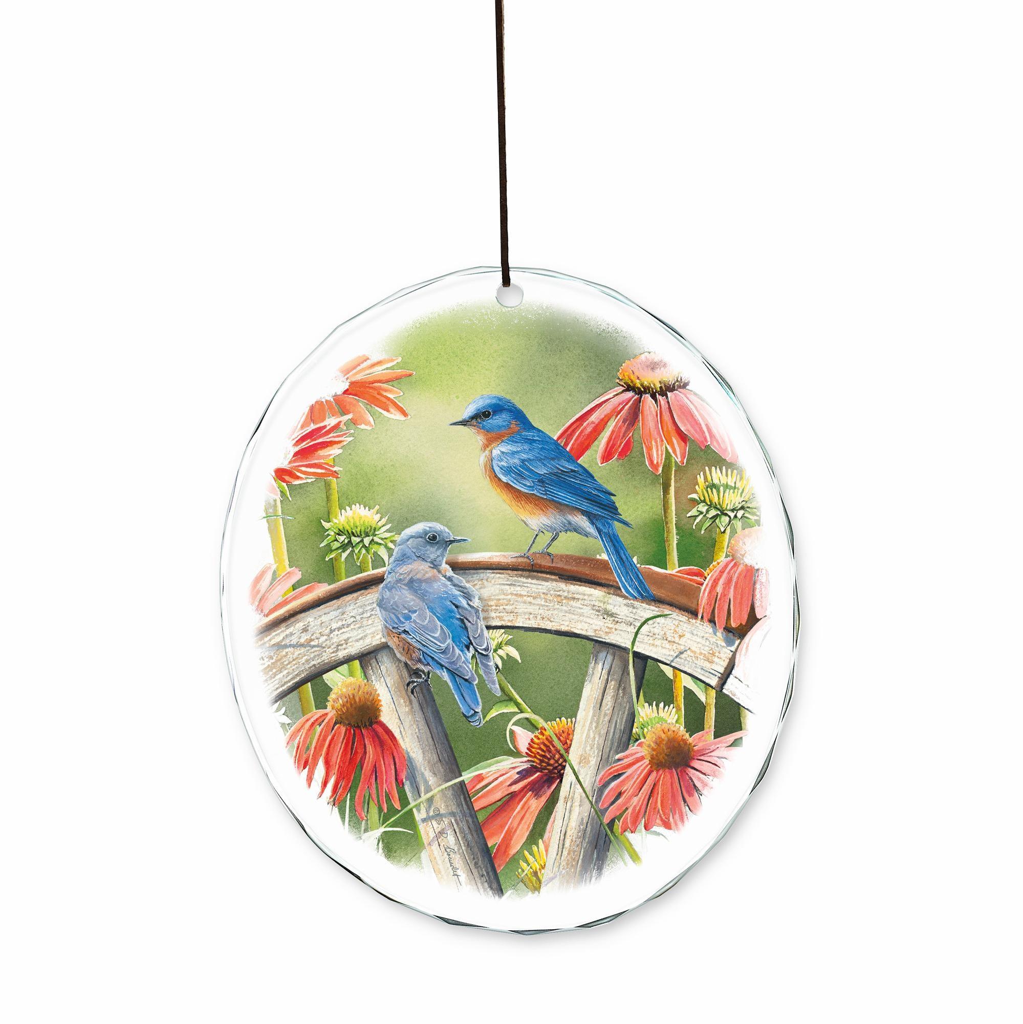Bluebirds Suncatcher - Stained Glass Window Decor for Home & Garden - Perfect for Living Room, Bedroom, or Outdoor Spaces
