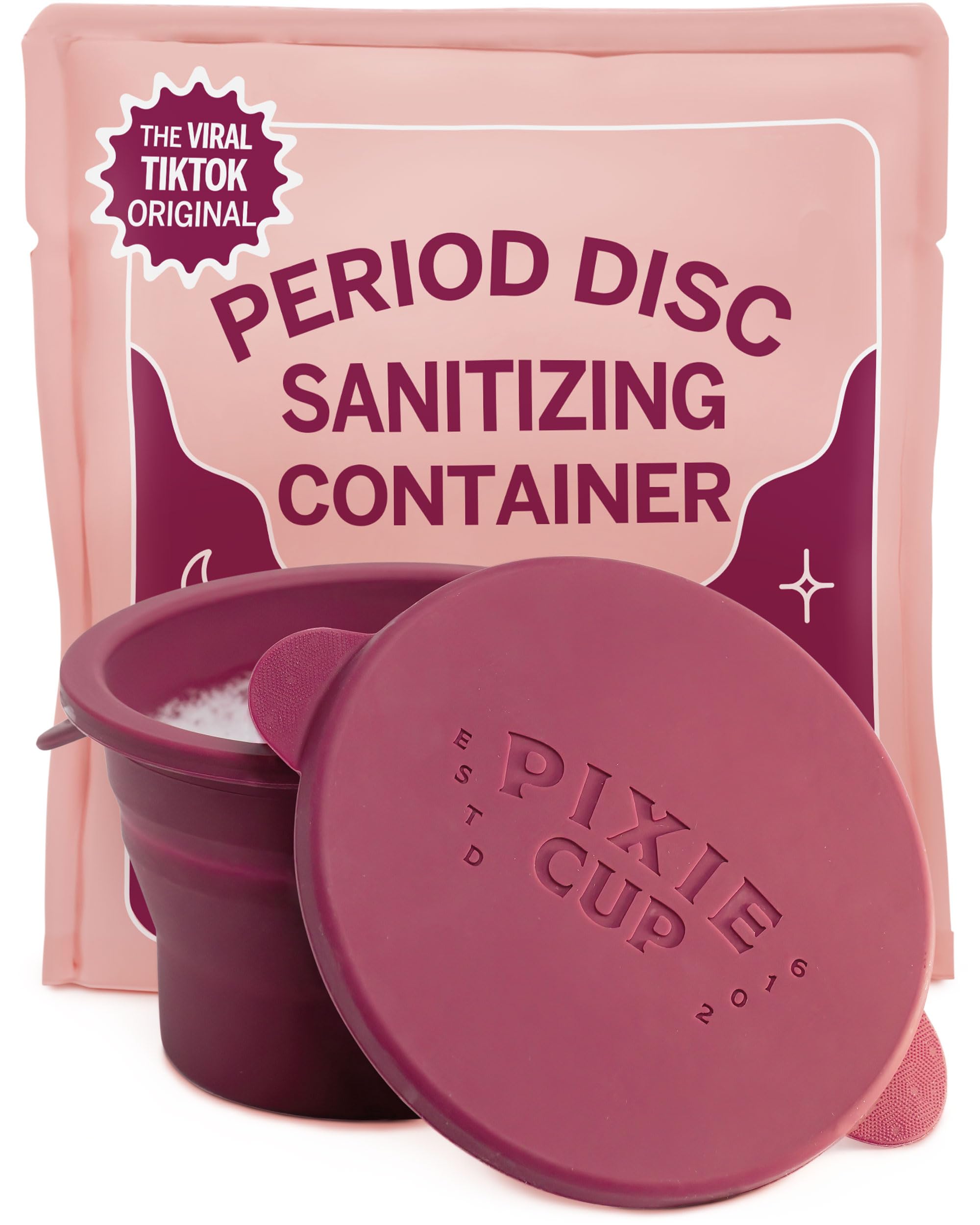 Pixie Menstrual Cup Sterilizer - Compact & Collapsible Cleaning Case for Menstrual Disc & Period Cup - Microwave Safe, Reusable Holder - Perfect for Travel, Camping, Dorms & Public Restrooms