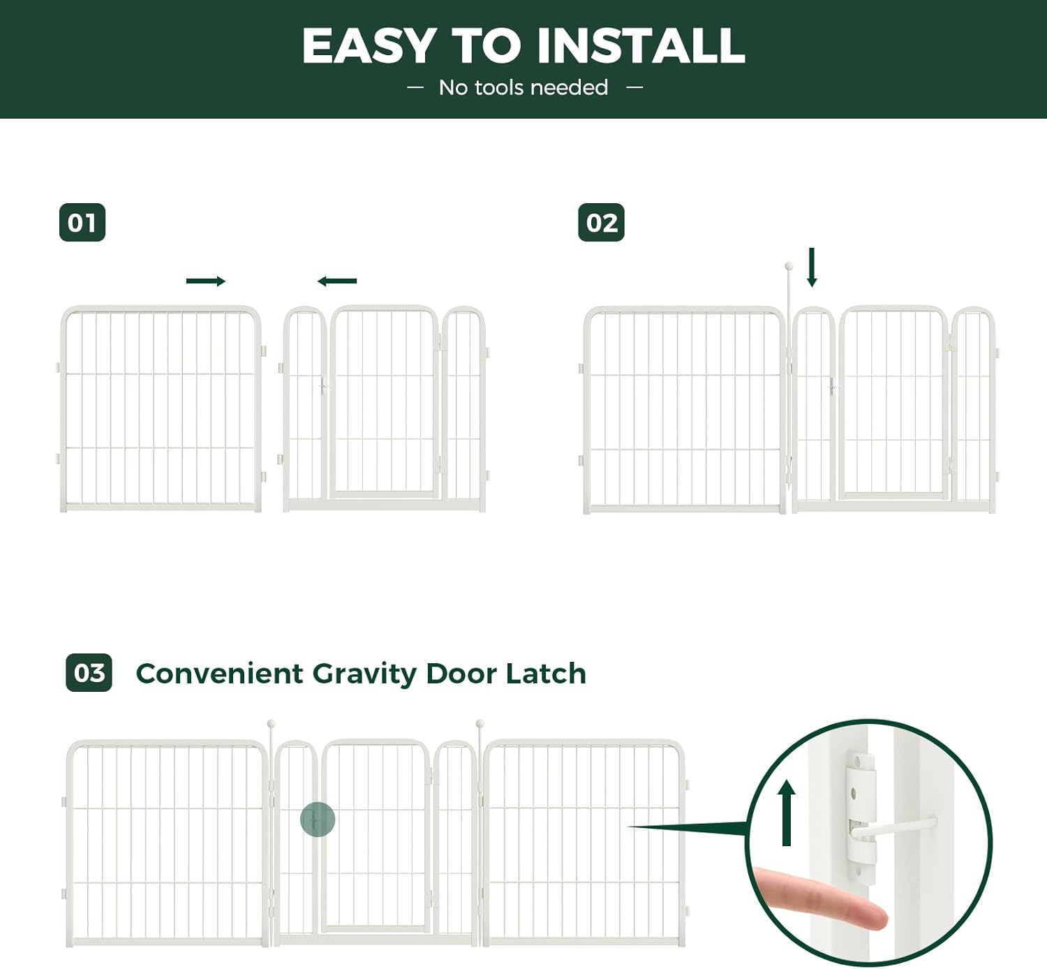 White Rollick Dog Playpen for All Terrain - Portable & Durable Pet Fence for Indoor/Outdoor Use - Perfect for Backyard, Camping, and Travel with Your Puppy