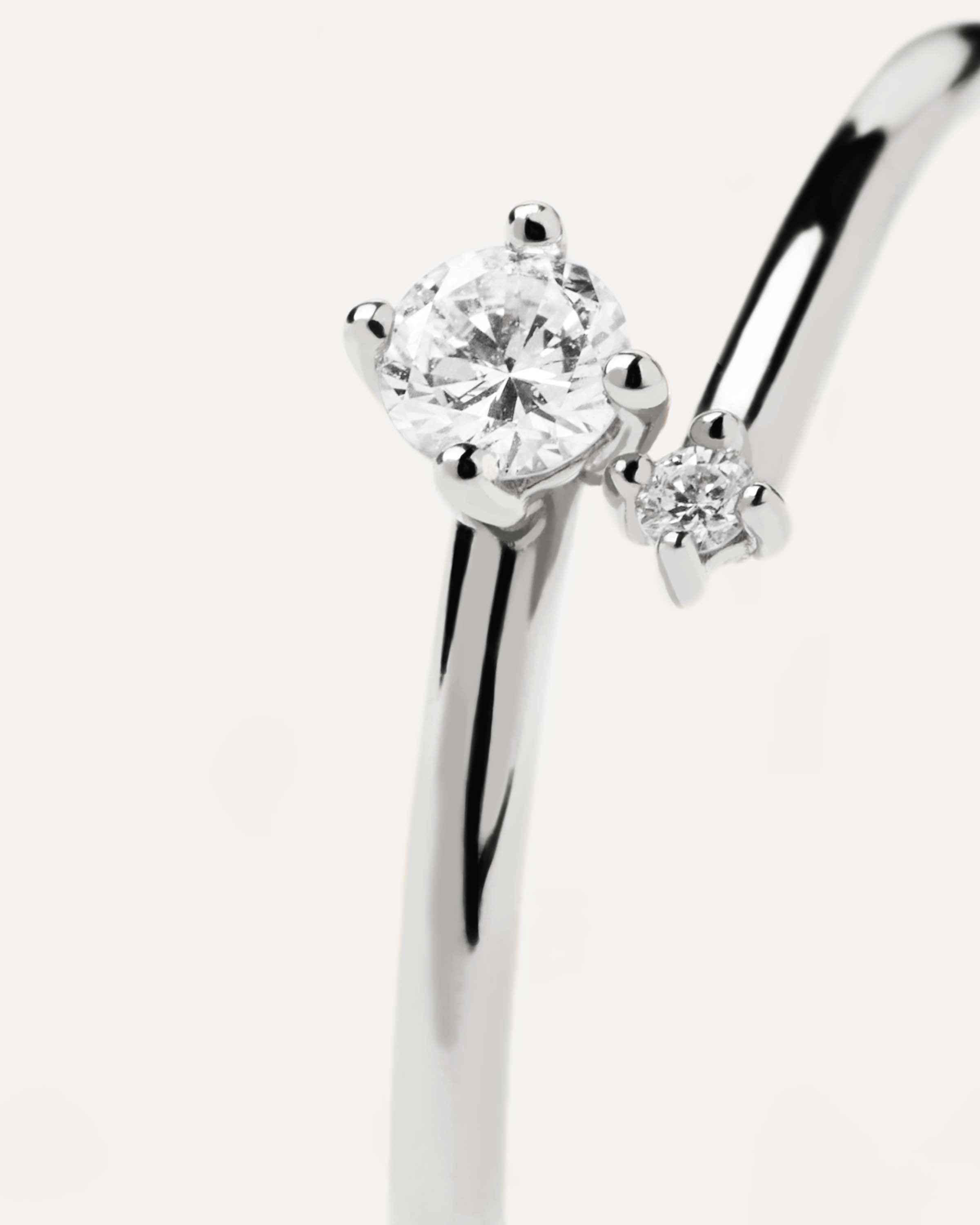 Exquisite Diamond & White Gold Duo Ring for Women – Elegant Stackable Wedding Band, Anniversary Gift for Her – Perfect for Engagements, Proposals & Special Occasions