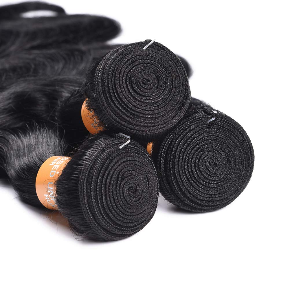 Premium Brazilian Virgin Human Hair Bundles - 100% Unprocessed Body Wave Hair Extensions (4 Bundles, 18