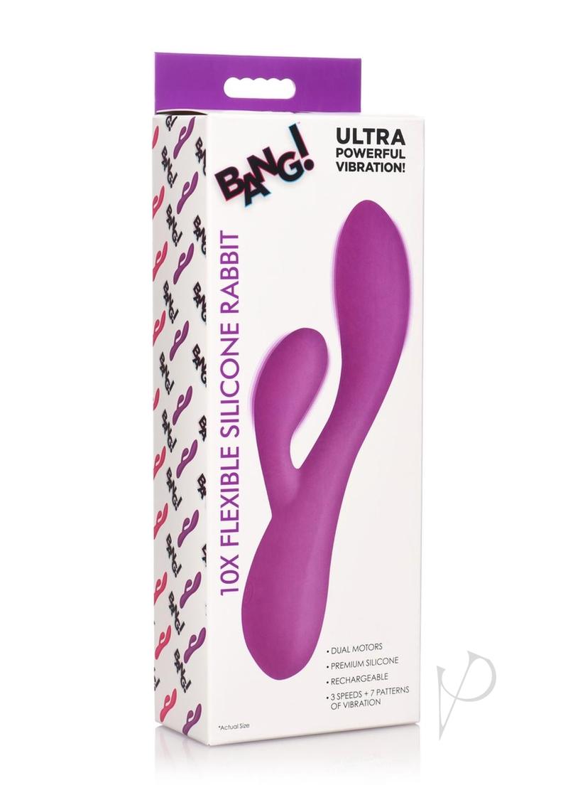 10X Flexible Rechargeable Silicone Rabbit Vibrator - Purple | Waterproof & Ultra Quiet | Perfect for Couples Play & Solo Pleasure
